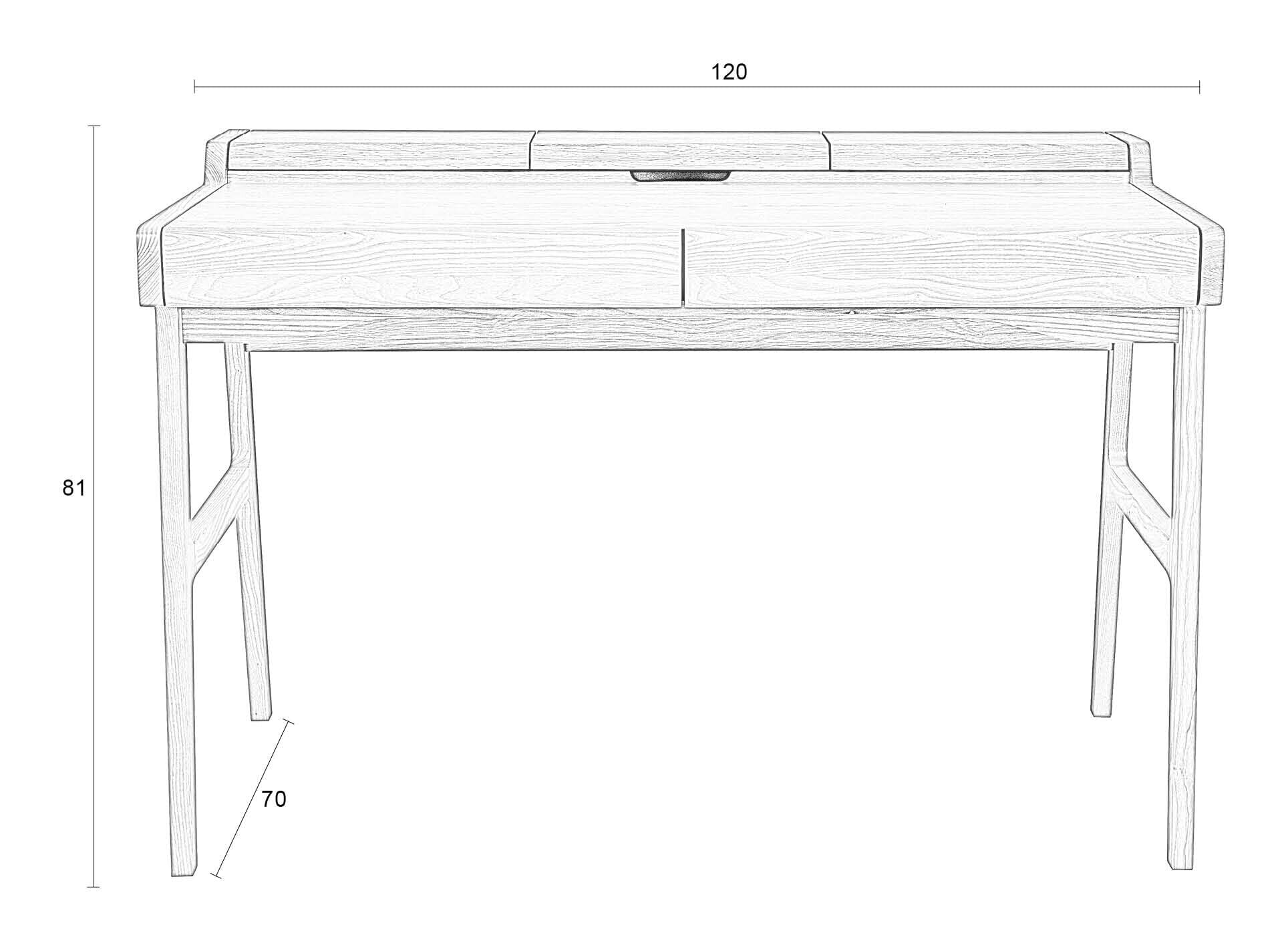 Zuiver Bureau 'Kaat' Eikenhout, 120 x 70cm, kleur Zwart