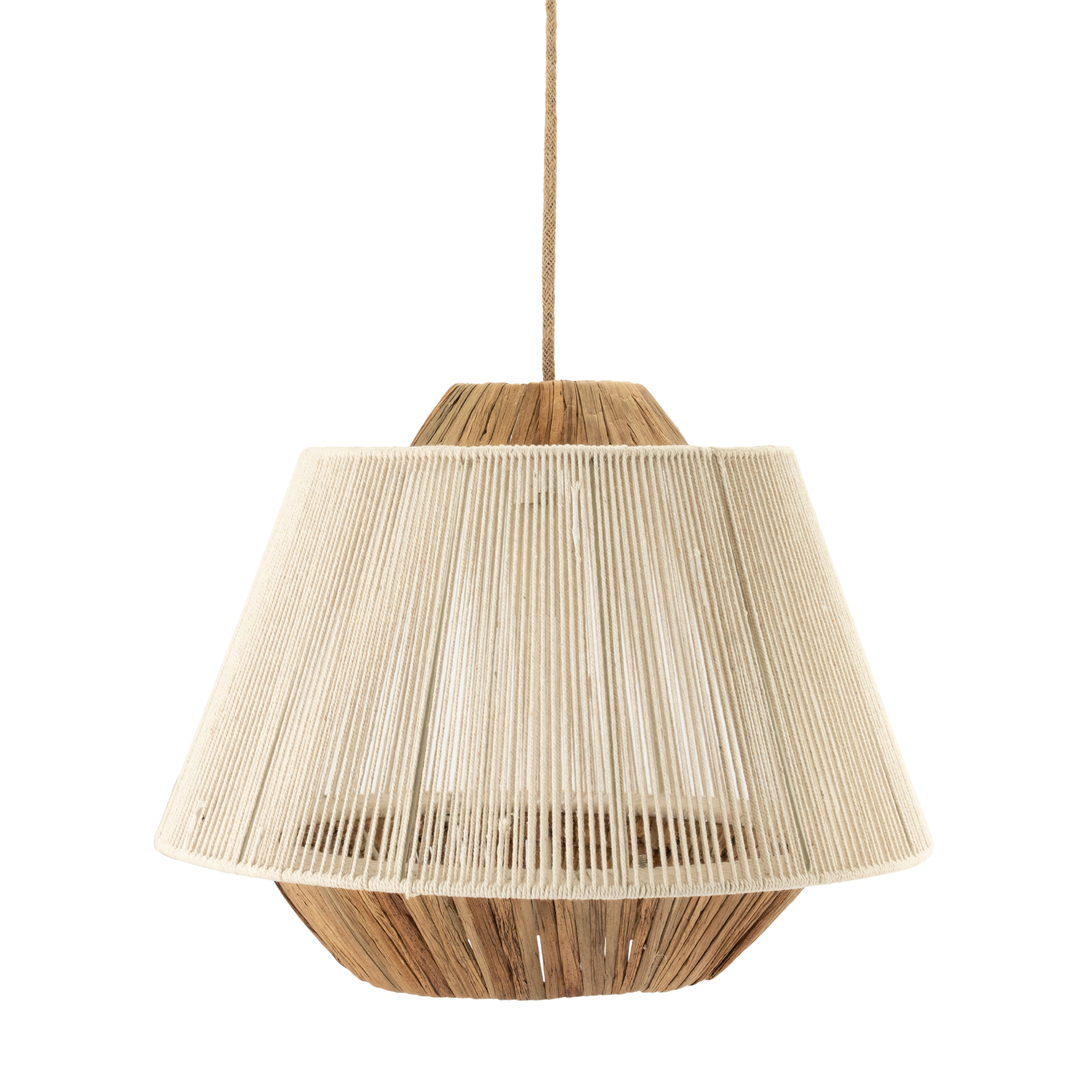 By-Boo Hanglamp Rae Katoen en zeegras, 40cm - Wit