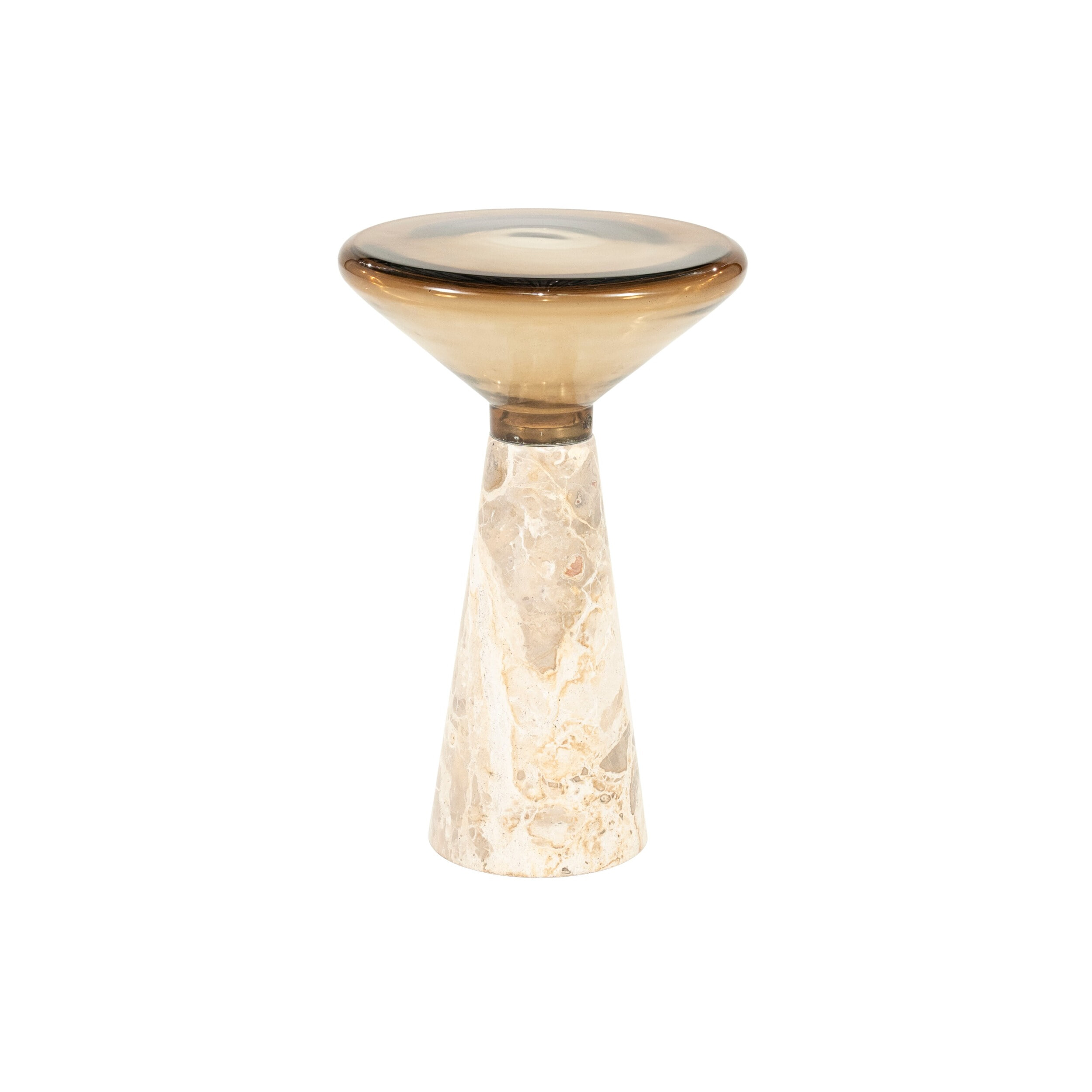 By-Boo Ronde Bijzettafel 'Sereno' Marmer en glas, 34cm