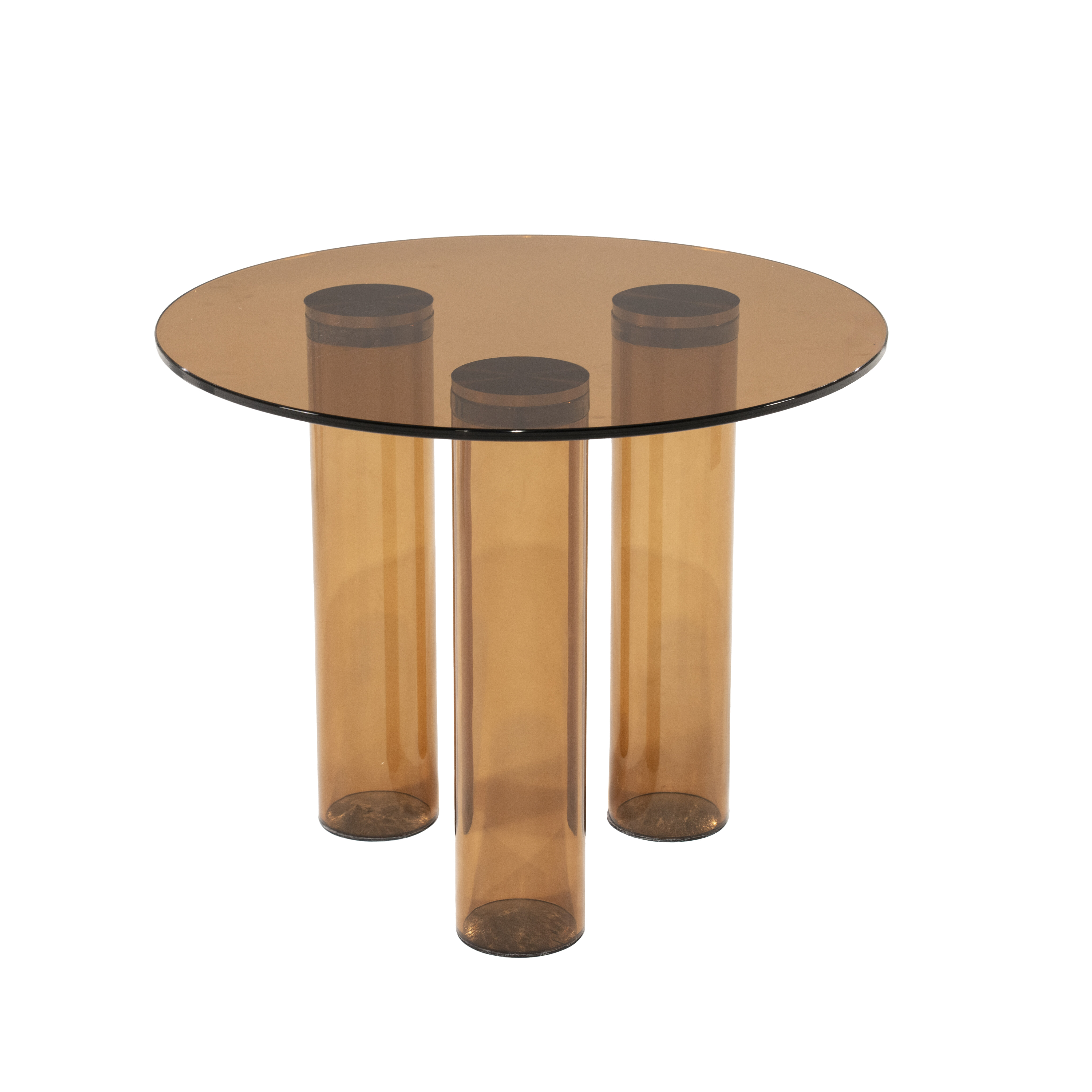 By-Boo Ronde Bijzettafel Aero Glas, 50cm - Bruin