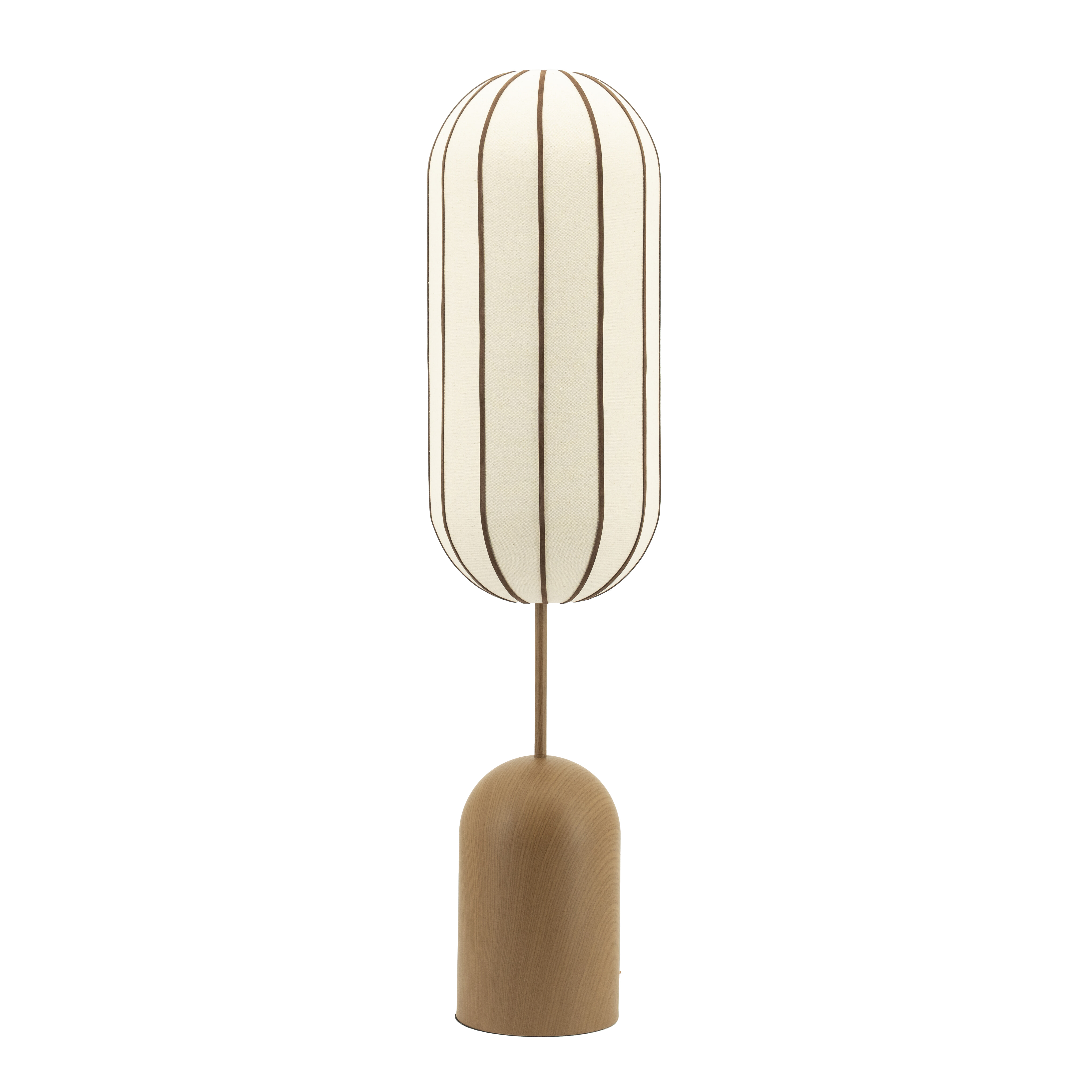 By-Boo Vloerlamp 'Cocoon' Linnen en leder, 145cm, kleur Bruin