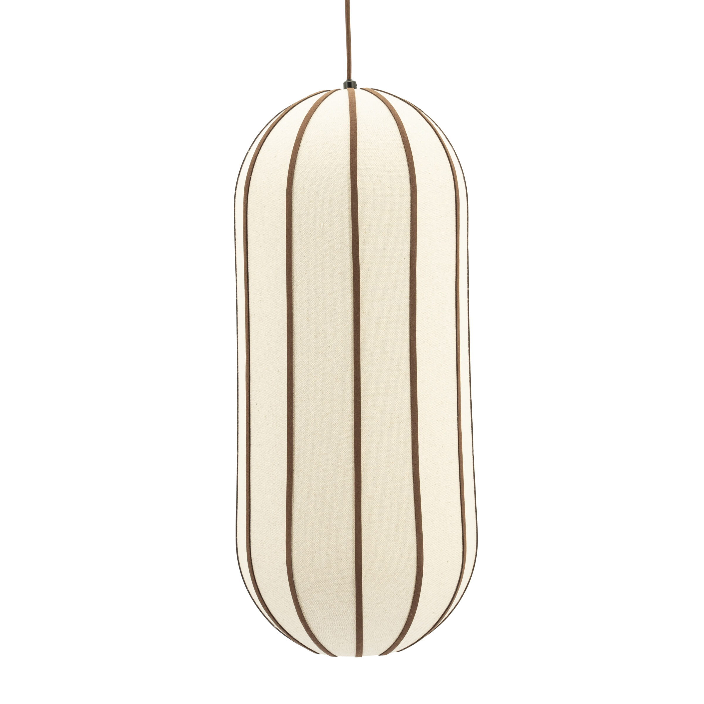 By-Boo Hanglamp 'Cocoon' Linnen en leder, 28cm, kleur Bruin