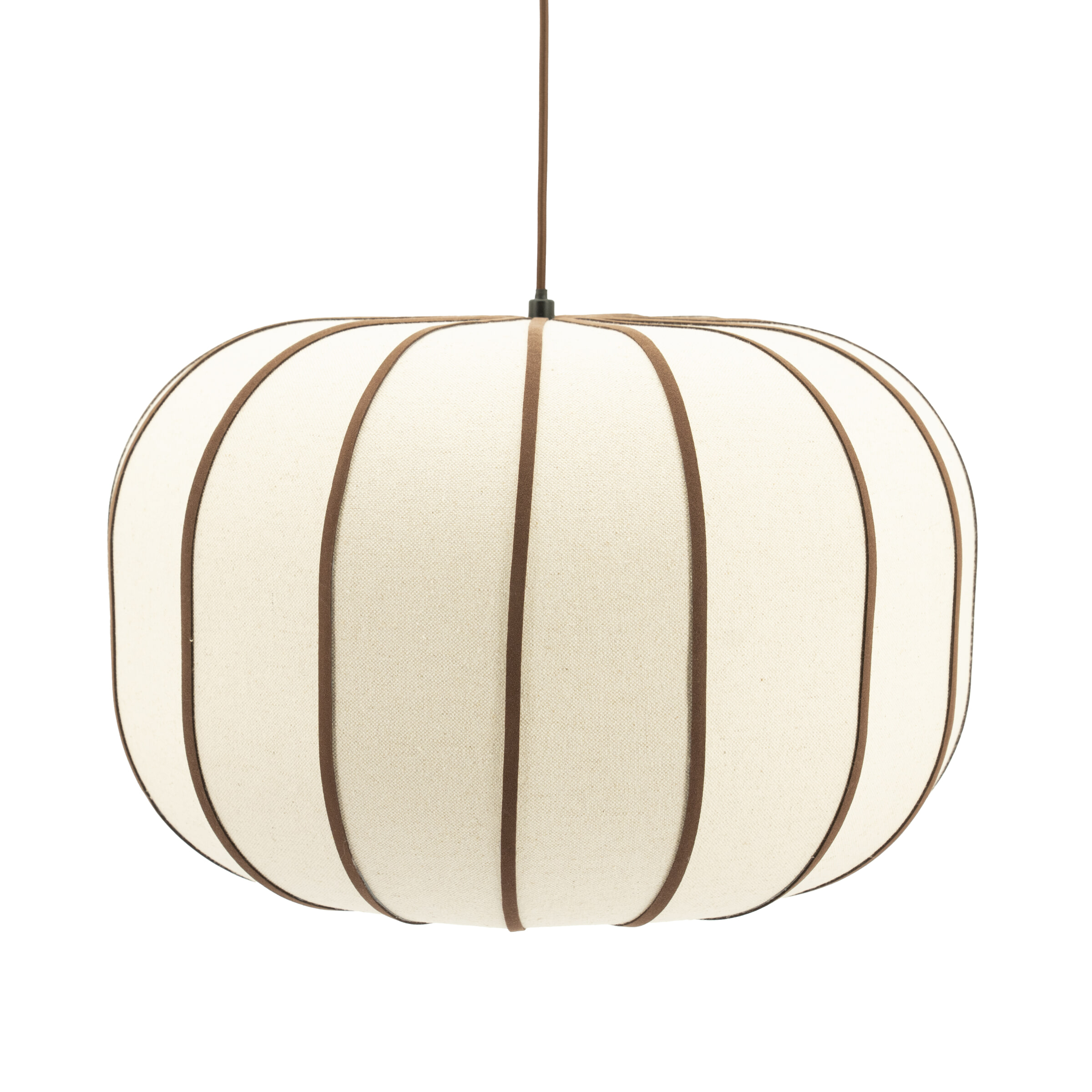 By-Boo Hanglamp 'Cocoon' Linnen en leder, 50cm, kleur Bruin