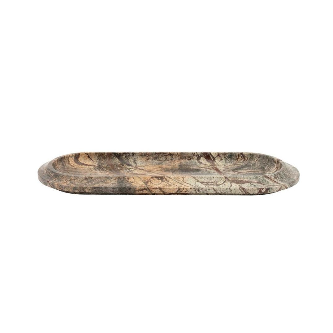 By-Boo Schaal Ovalis Marmer, 45 x 18cm - Bruin