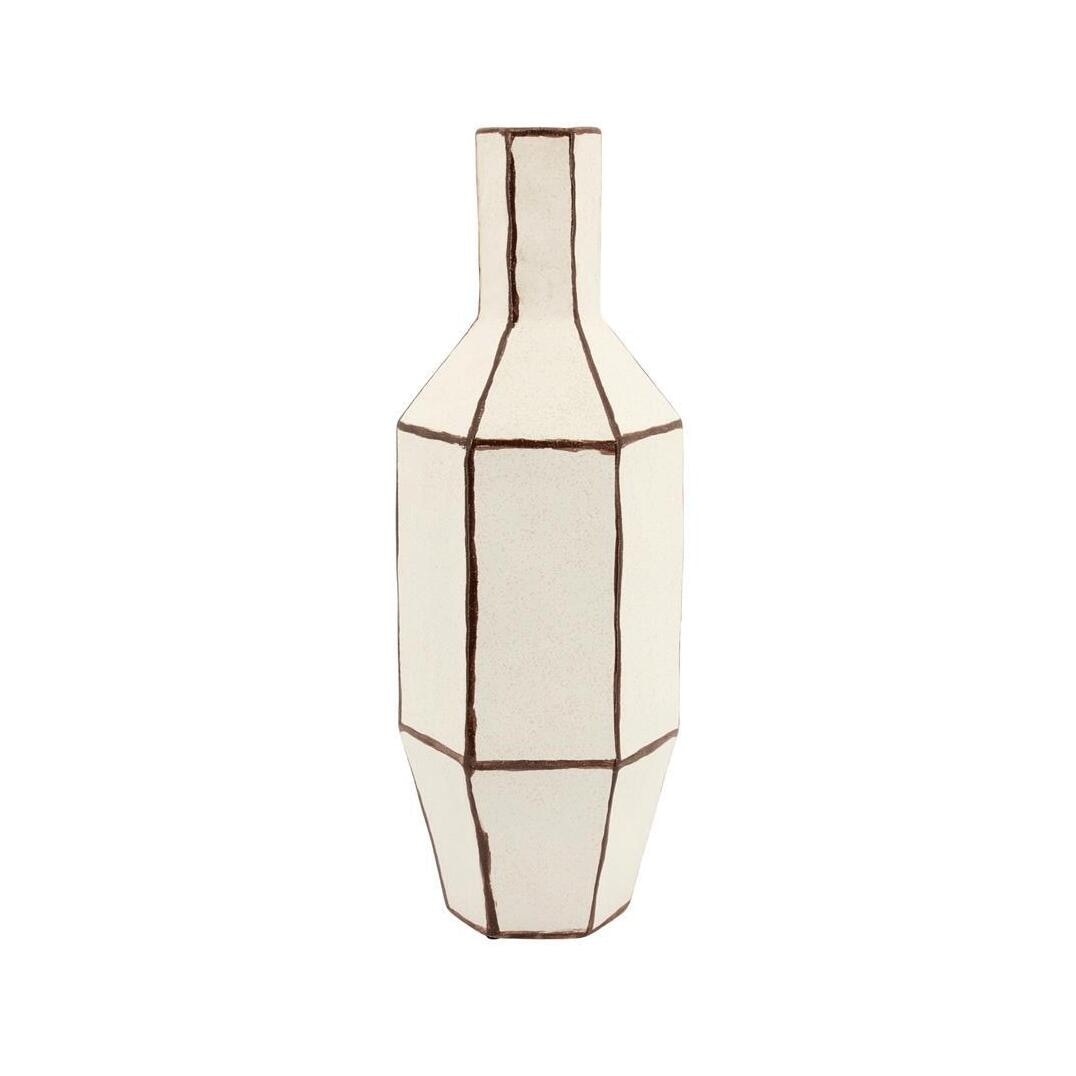 By-Boo Vaas Facet 3 Aardewerk, 55cm - Off White