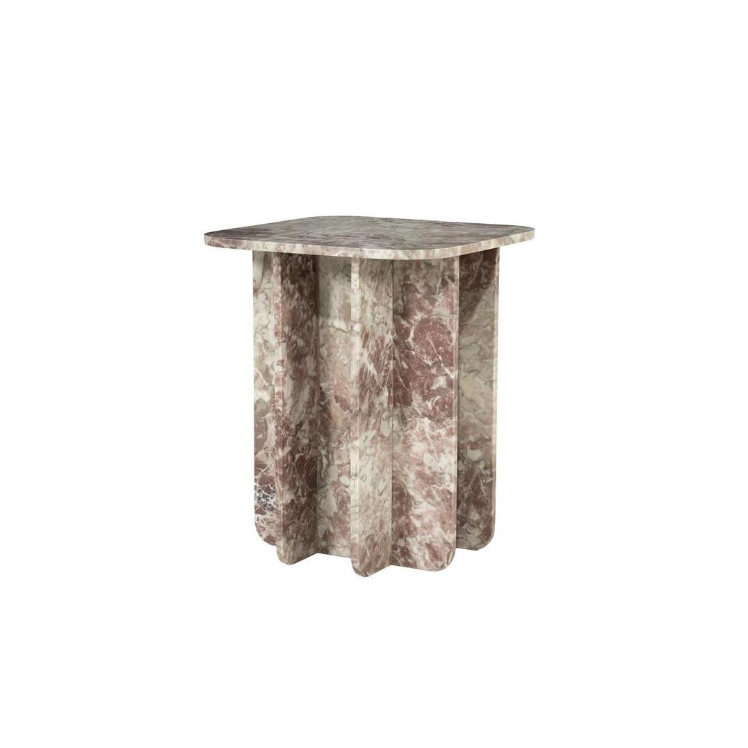 By-Boo Bijzettafel Minuit Marmer, 40 x 40cm - Roze