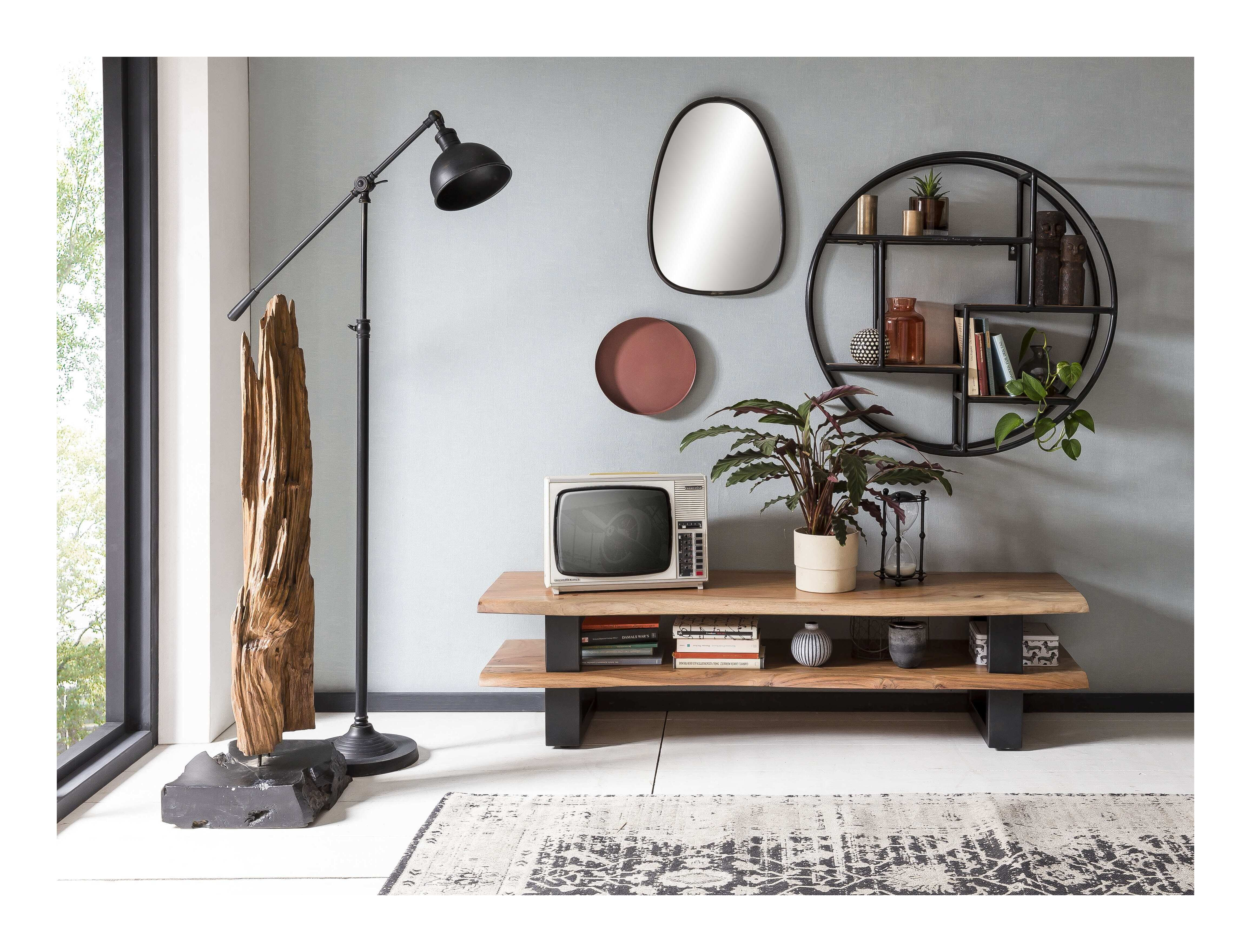 Artistiq Rond Wandrek 'Duc' Mangohout en metaal, 75cm