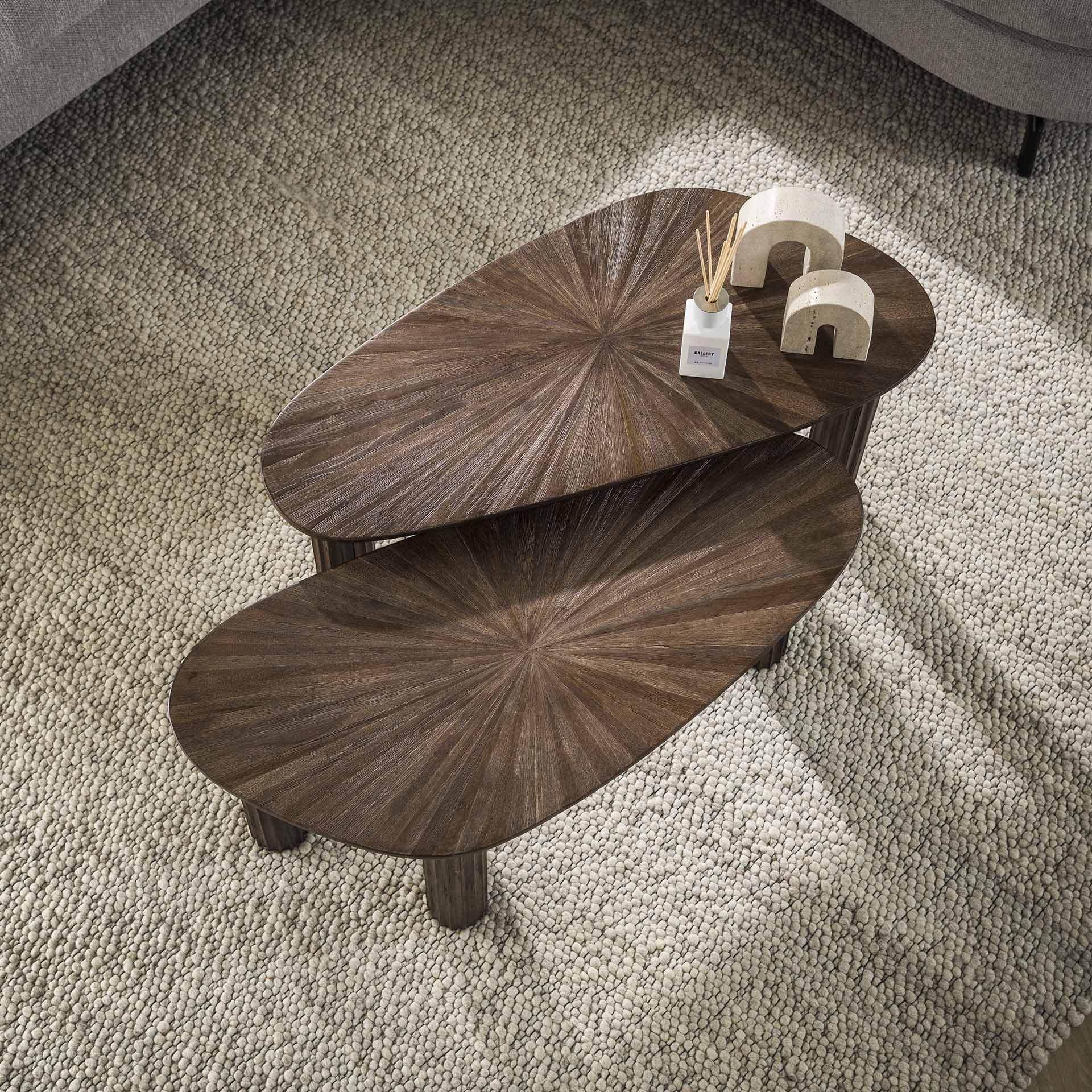 LifestyleFurn Organische Salontafel 'Sadaf' Teakhout, Set van 2 stuks