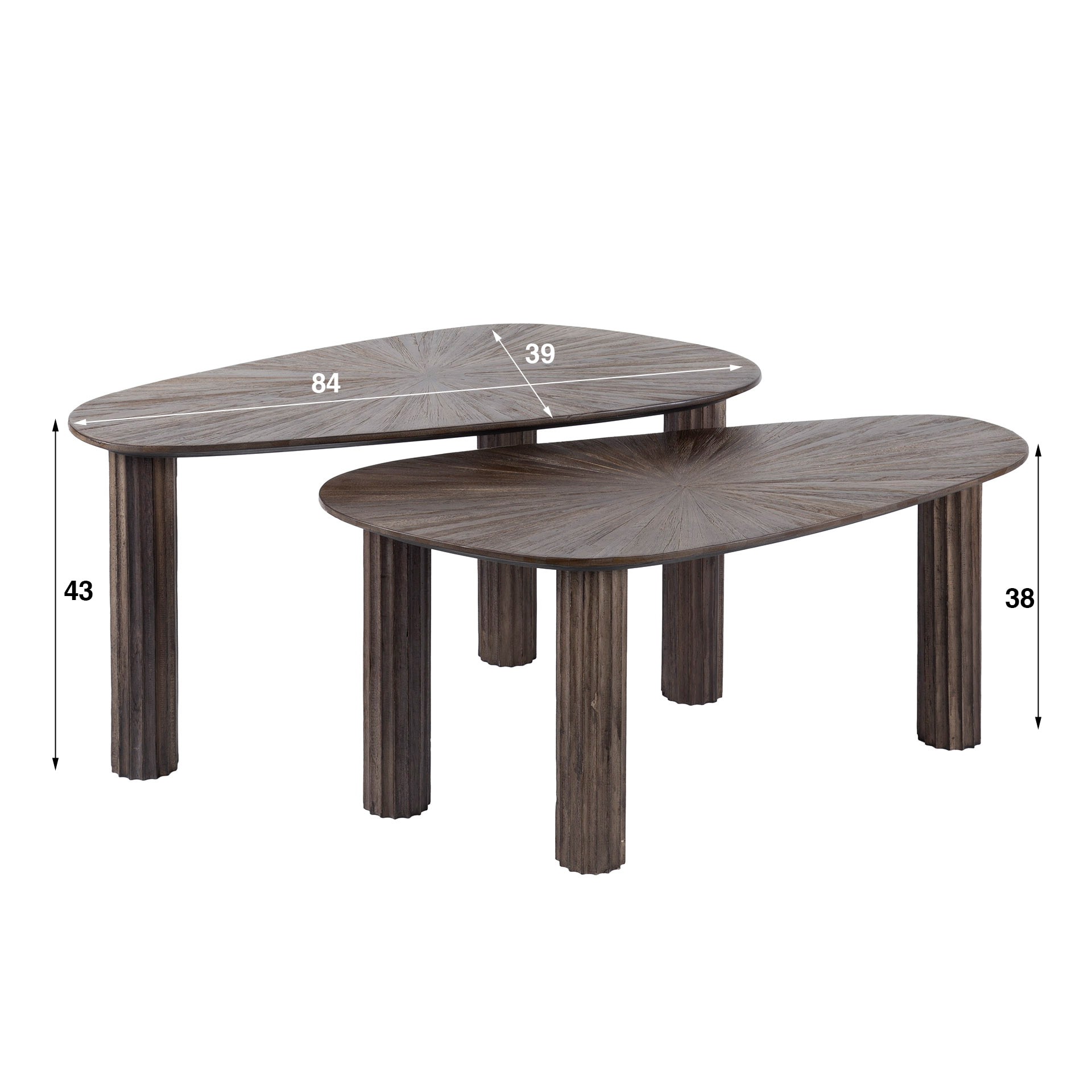 LifestyleFurn Organische Salontafel 'Sadaf' Teakhout, Set van 2 stuks