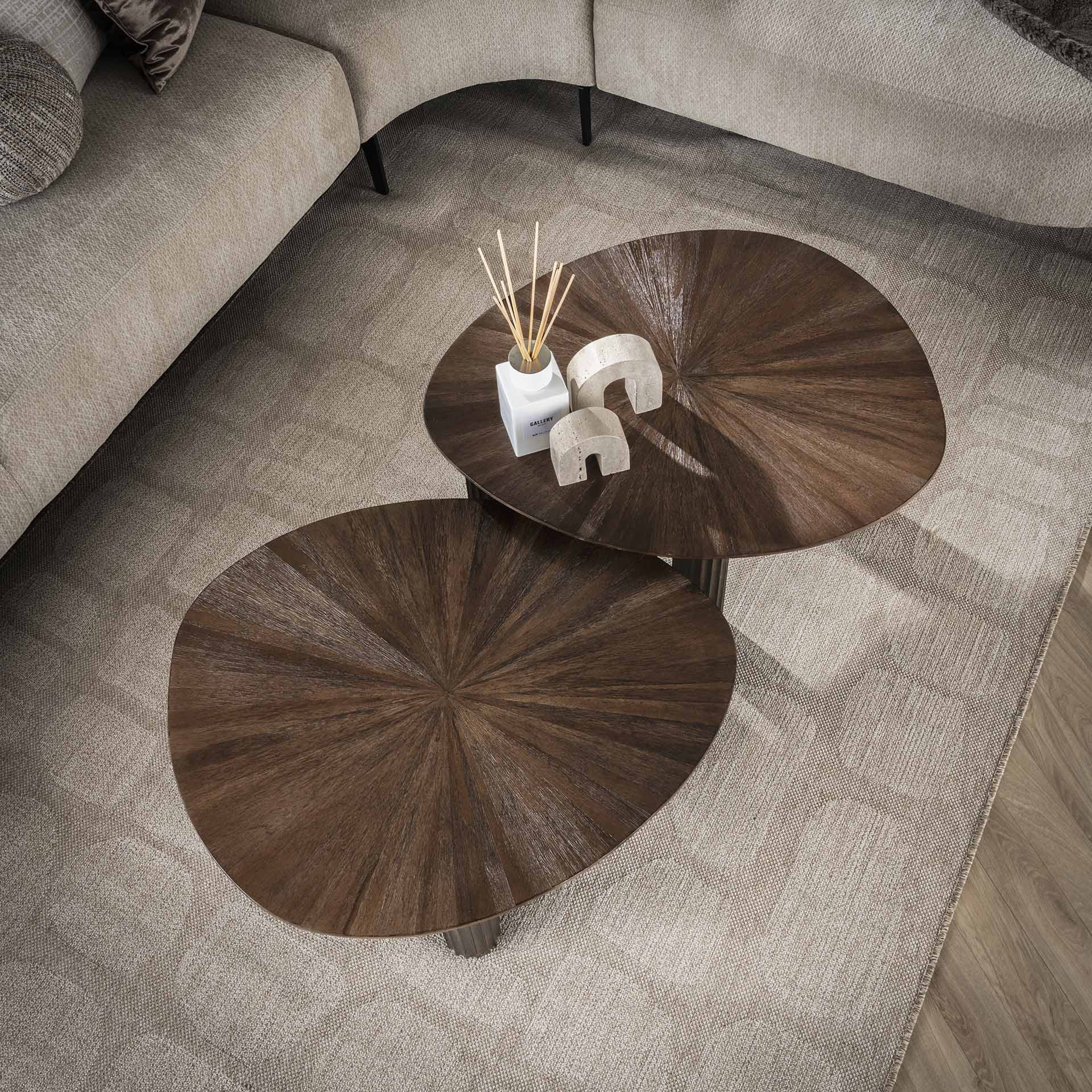 LifestyleFurn Organische Salontafel 'Sadaf' Teakhout, Set van 2 stuks