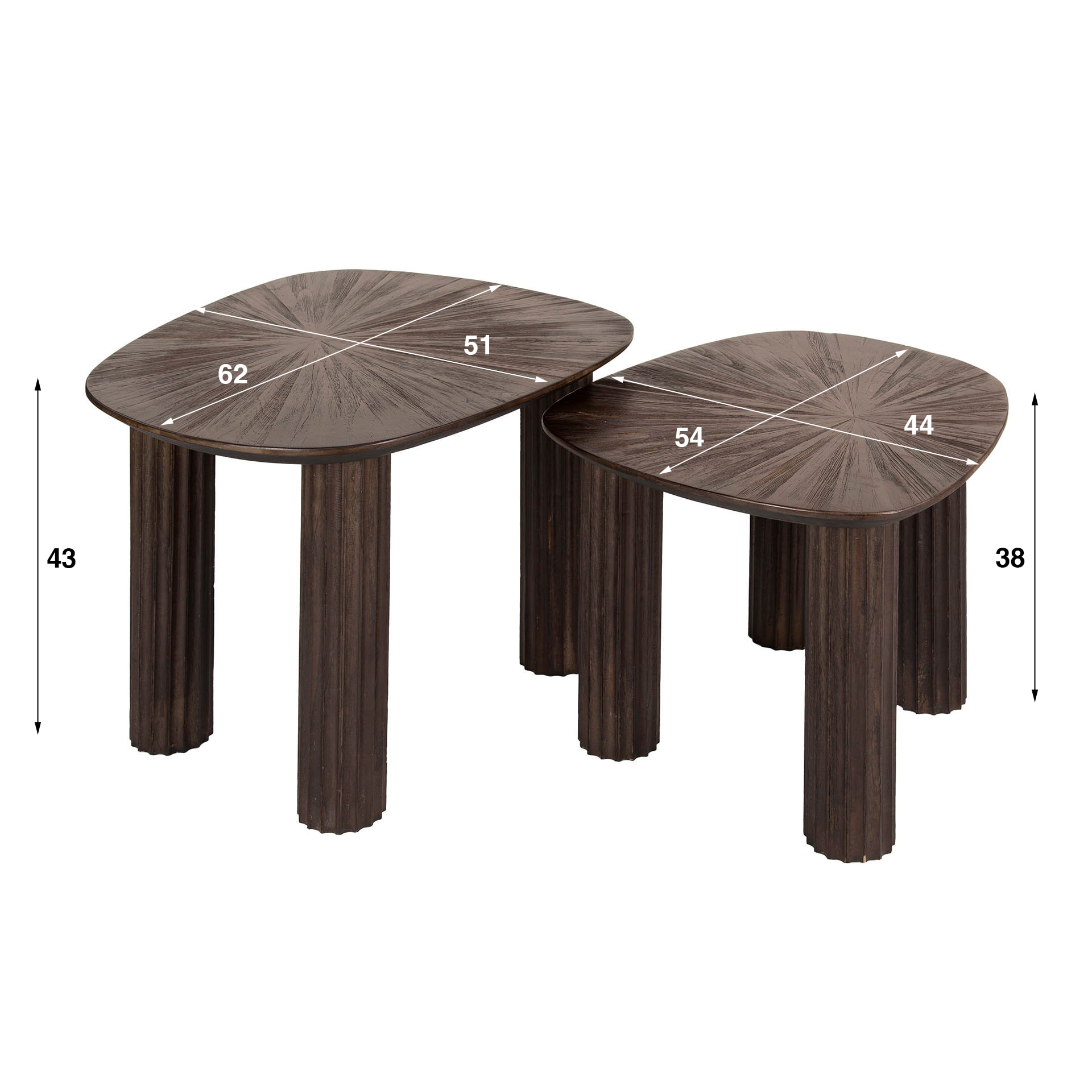 LifestyleFurn Organische Salontafel 'Sadaf' Teakhout, Set van 2 stuks