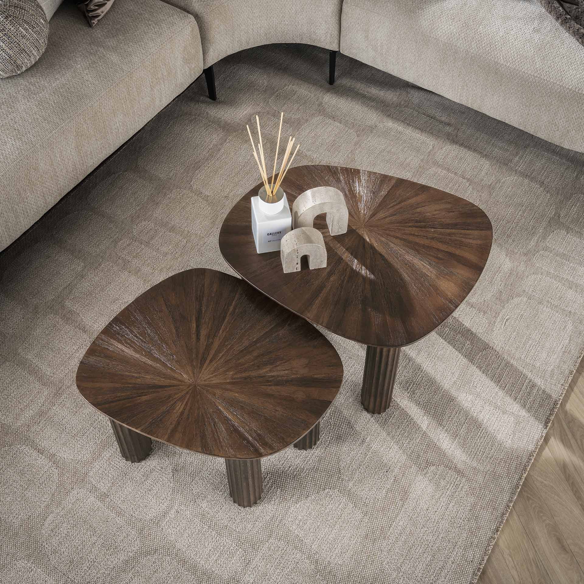 LifestyleFurn Organische Salontafel 'Sadaf' Teakhout, Set van 2 stuks
