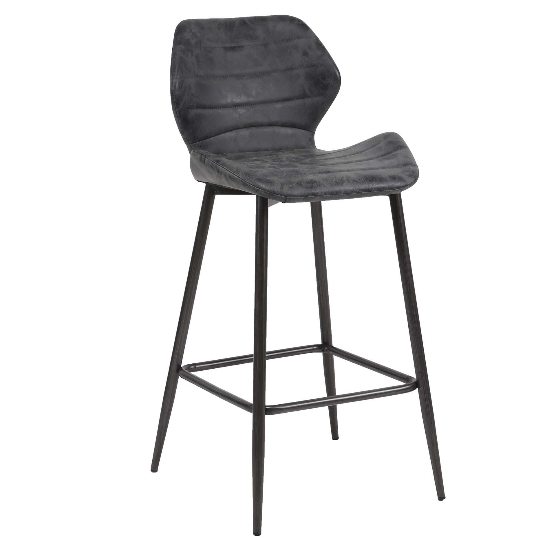 LifestyleFurn Barstoel 'Bela' Wax / PU (zithoogte 70cm), kleur zwart