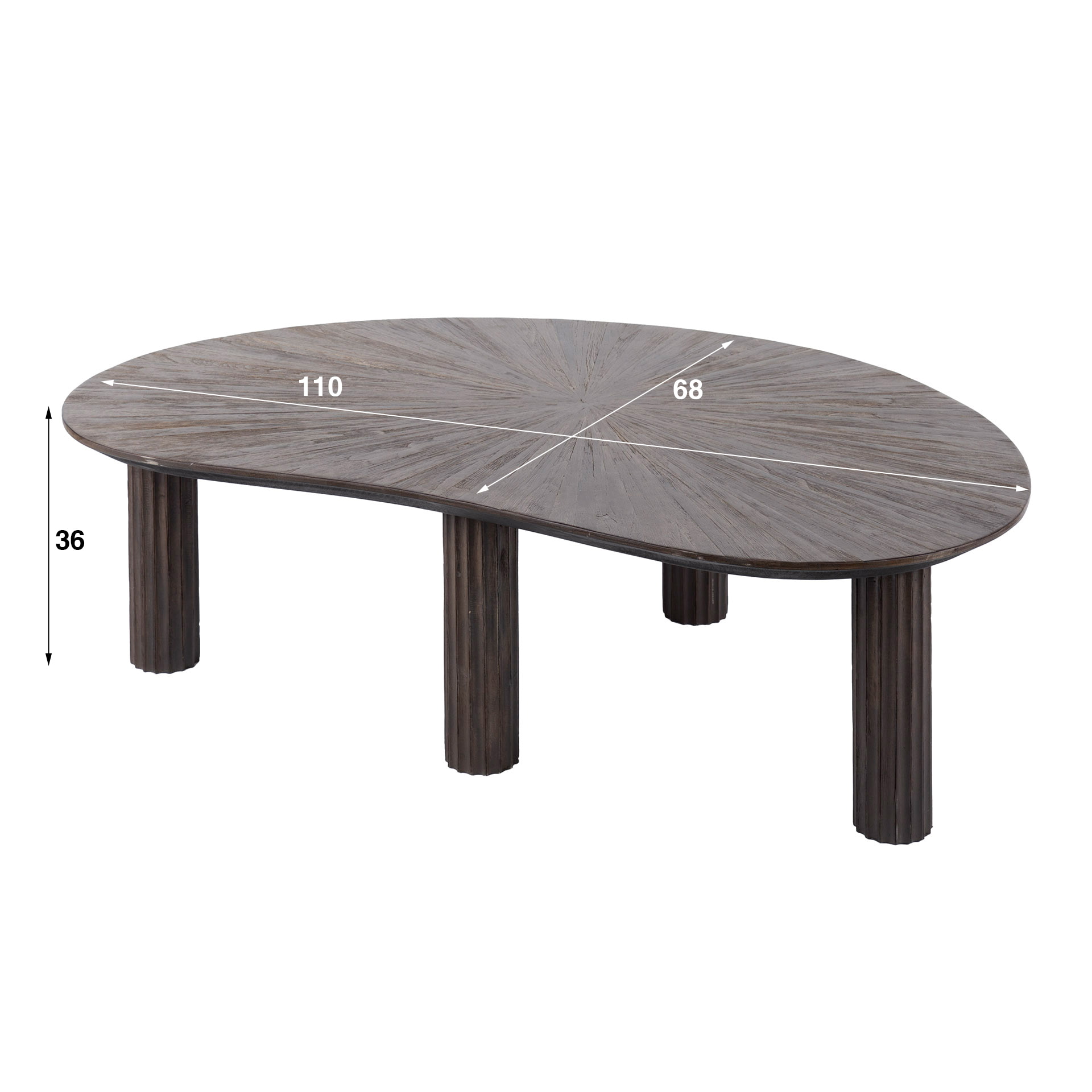 LifestyleFurn Organische Salontafel 'Sadaf' Teakhout, 110 x 68cm