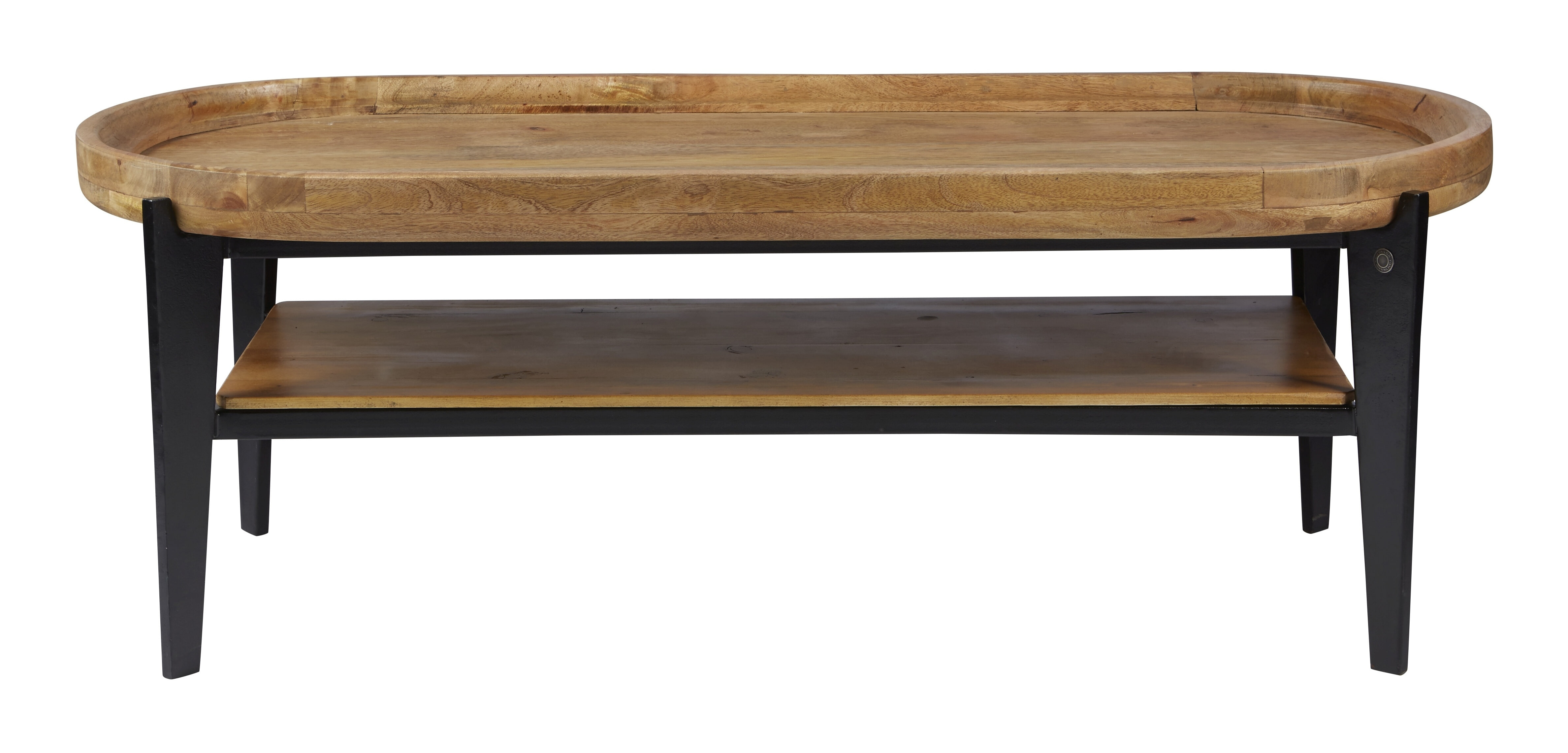 Tom Tailor Ovale Salontafel 'Deke' Mangohout en metaal, 120 x 50cm