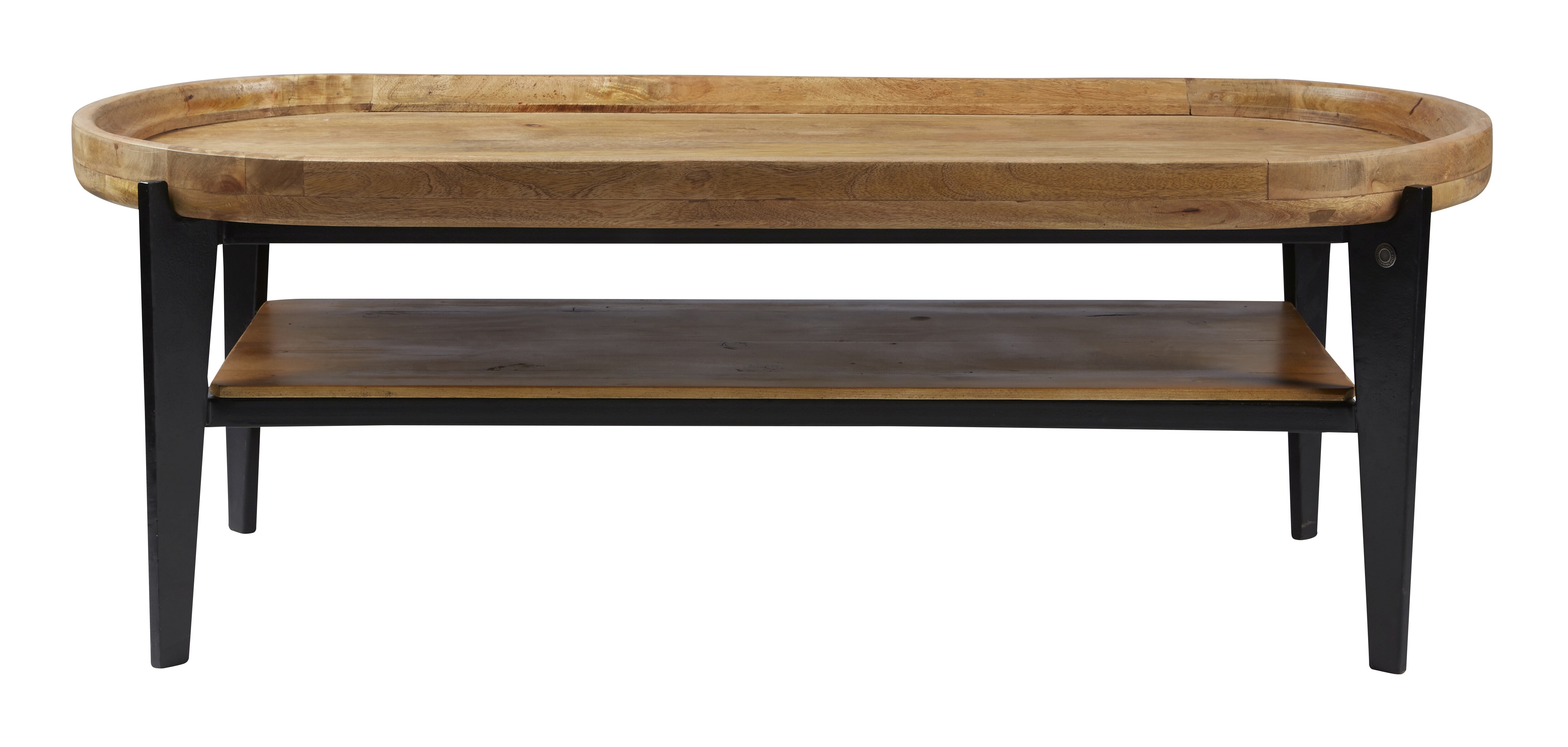 Tom Tailor Ovale Salontafel 'Deke' Mangohout en metaal, 120 x 50cm