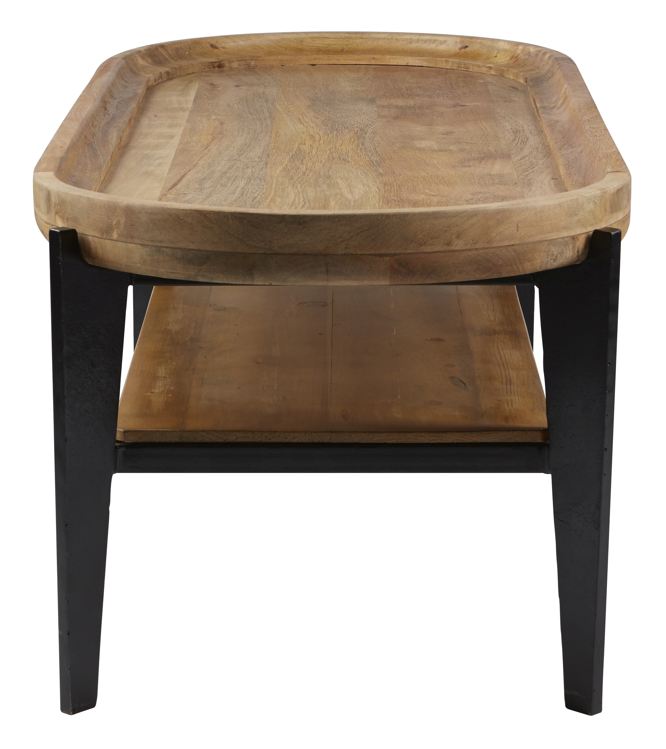 Tom Tailor Ovale Salontafel 'Deke' Mangohout en metaal, 120 x 50cm