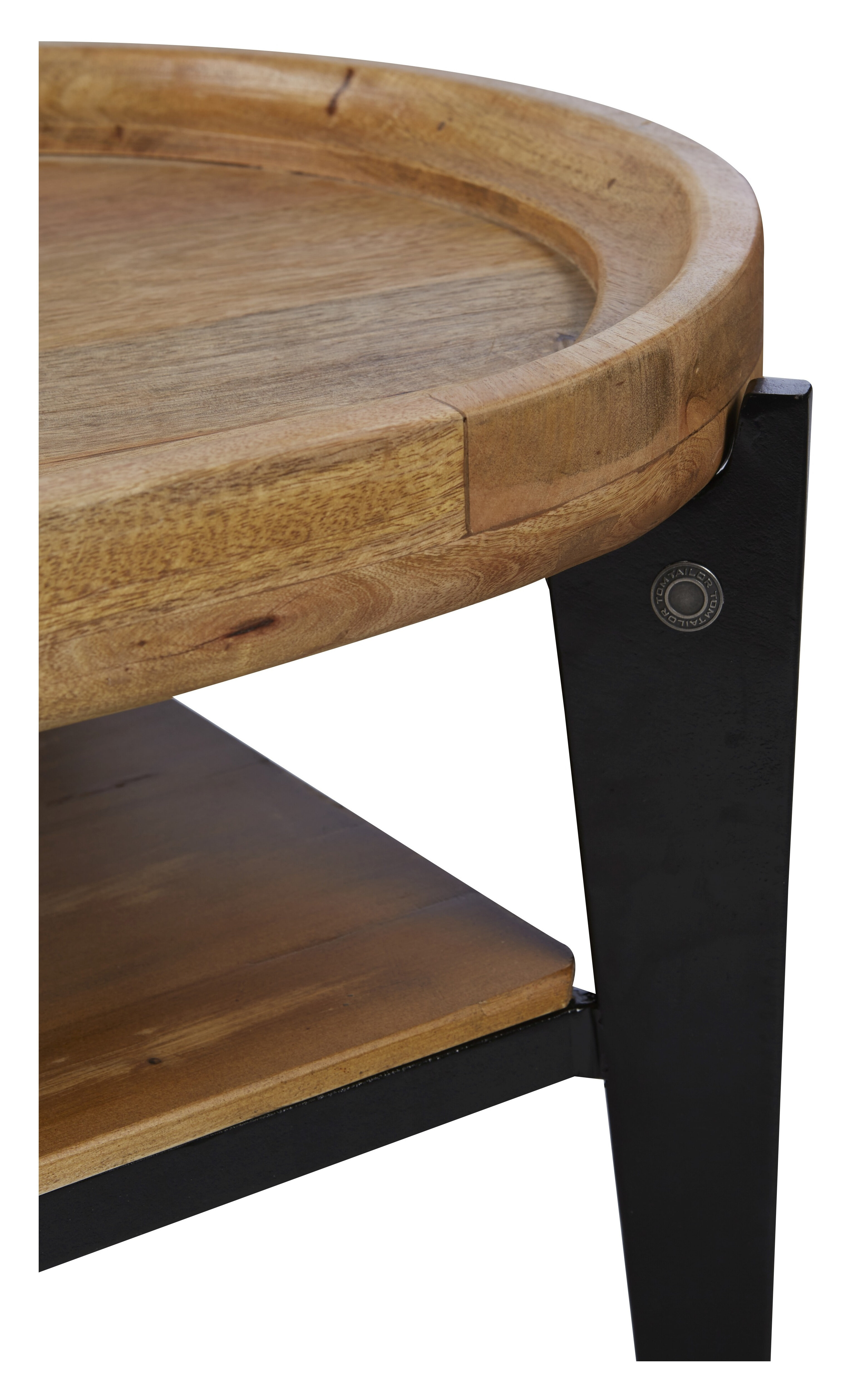 Tom Tailor Ovale Salontafel 'Deke' Mangohout en metaal, 120 x 50cm