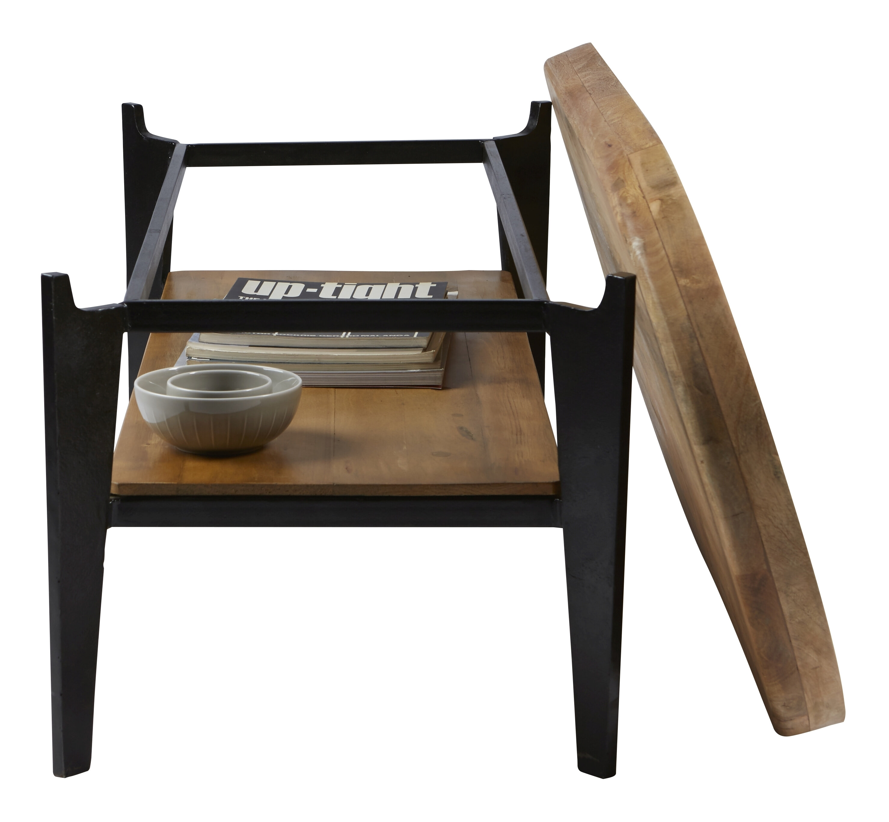 Tom Tailor Ovale Salontafel 'Deke' Mangohout en metaal, 120 x 50cm