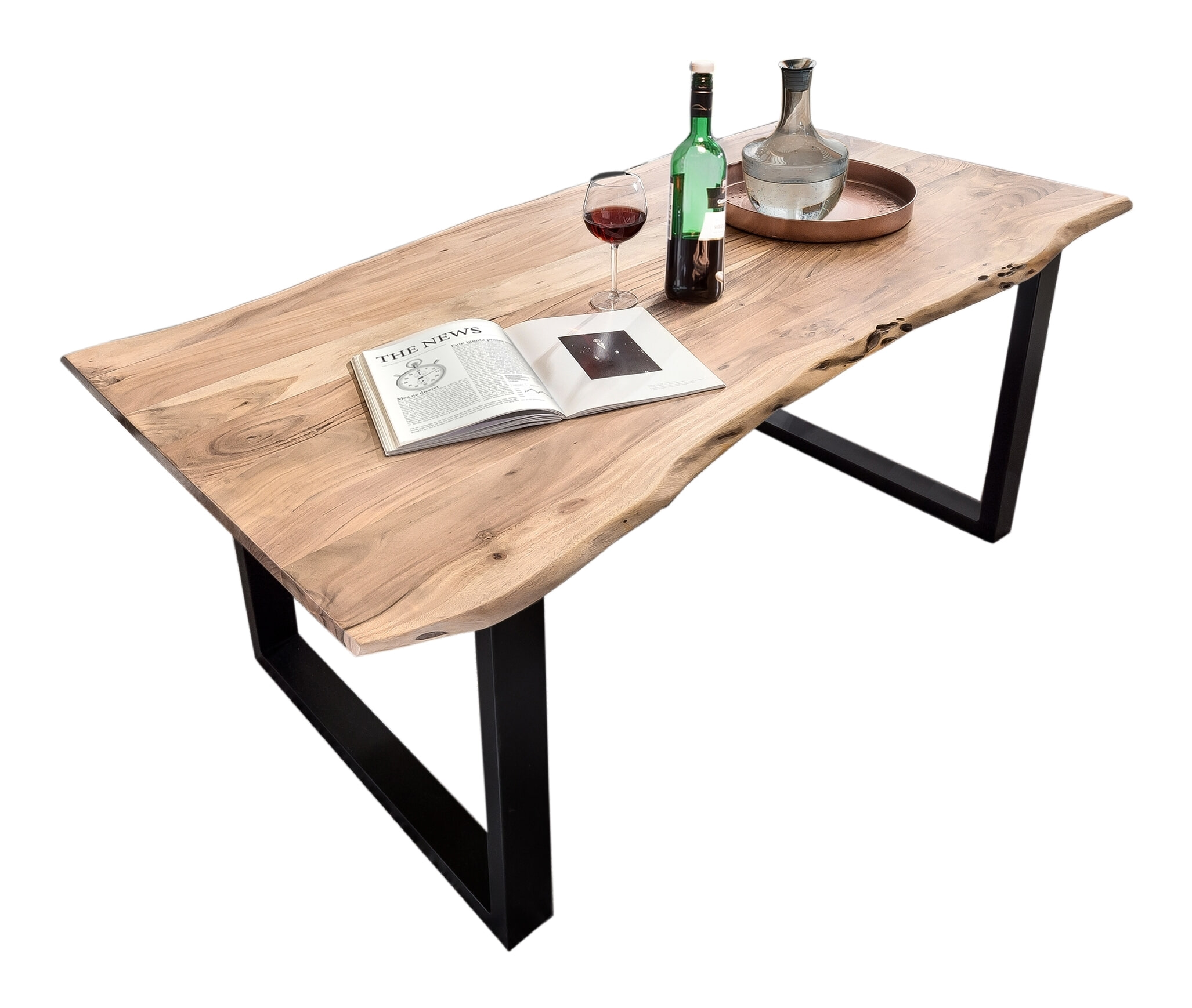 Artistiq Boomstam Eettafel 'Tristina' Acaciahout, 120 x 80cm, kleur Zwart
