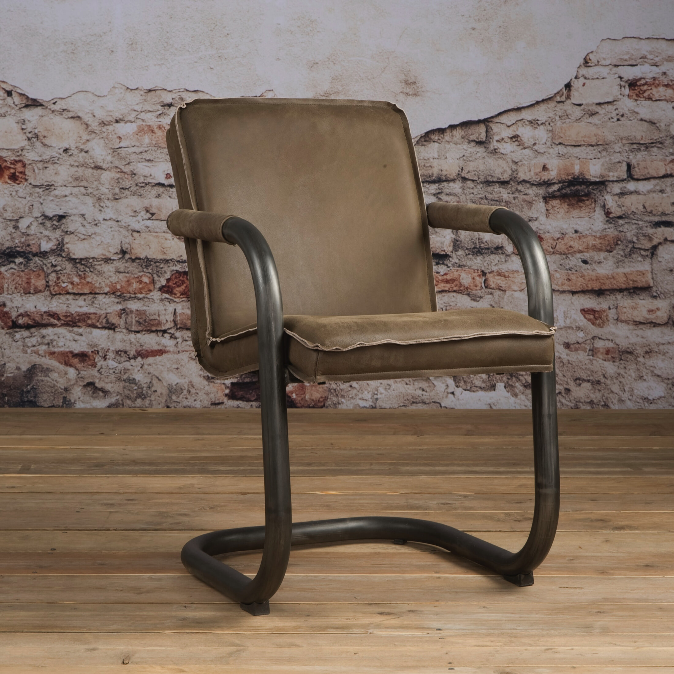 Tower Living eetkamerstoel 'Saddle' leder, kleur Danza Taupe