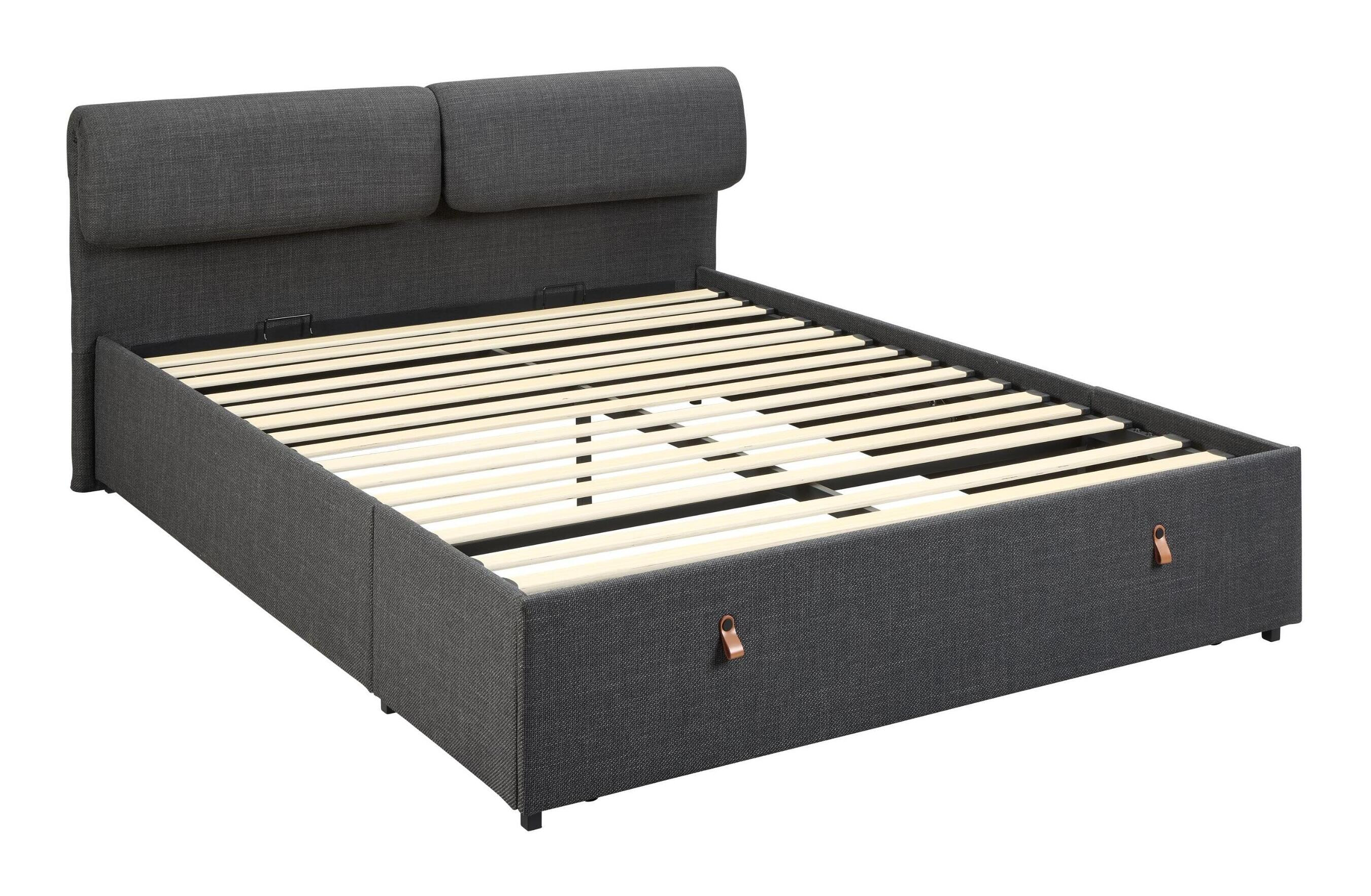 Bendt Bed Tawsha Met lade en verstelbare hoofdsteun, 160 x 200cm - Donkergrijs