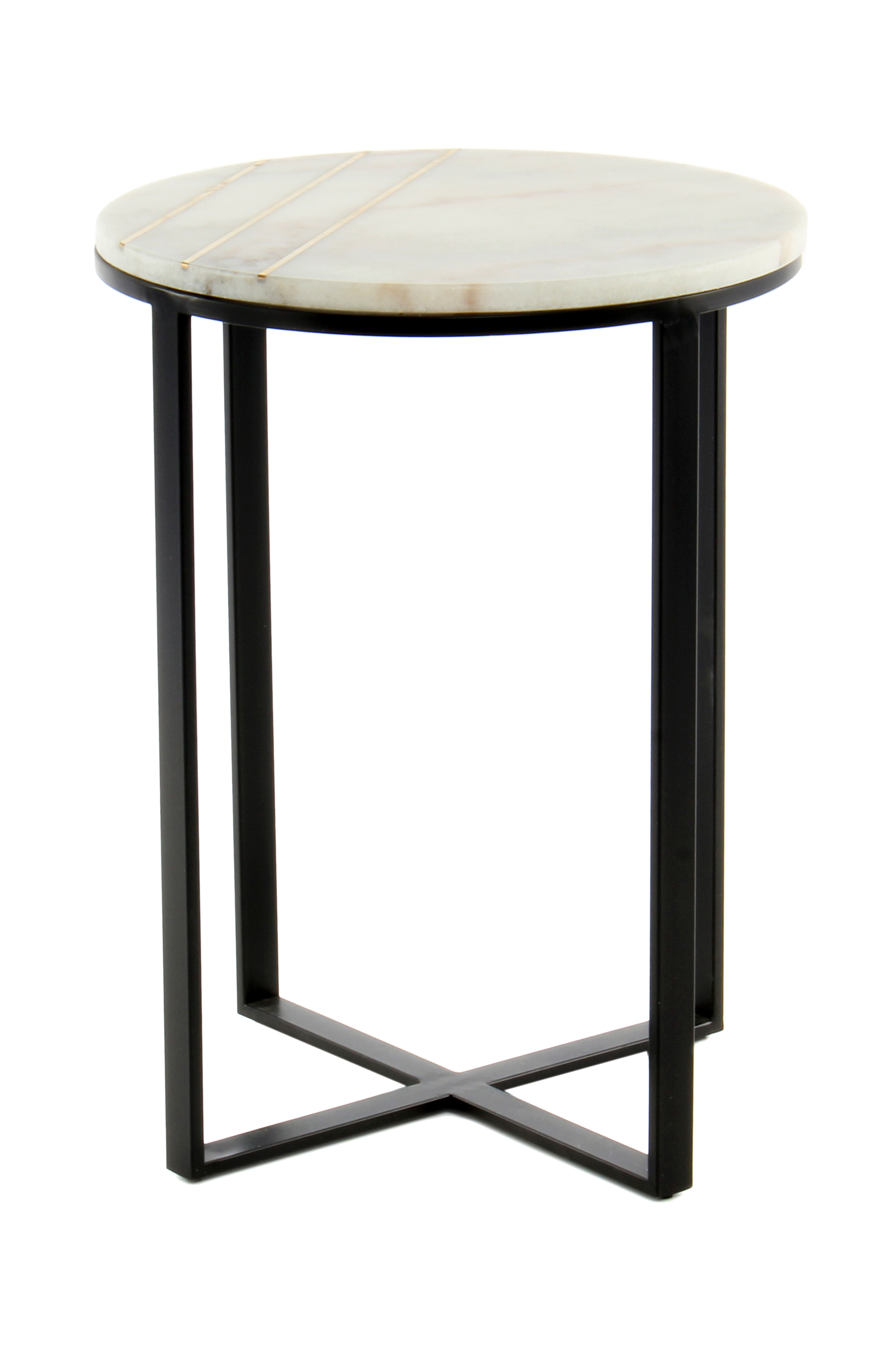 Kayoom Bijzettafel 'Louis' Rond, Marmer en staal, kleur wit Kayoom Bijzettafel 'Louis' Rond, Marmer en staal, kleur wit