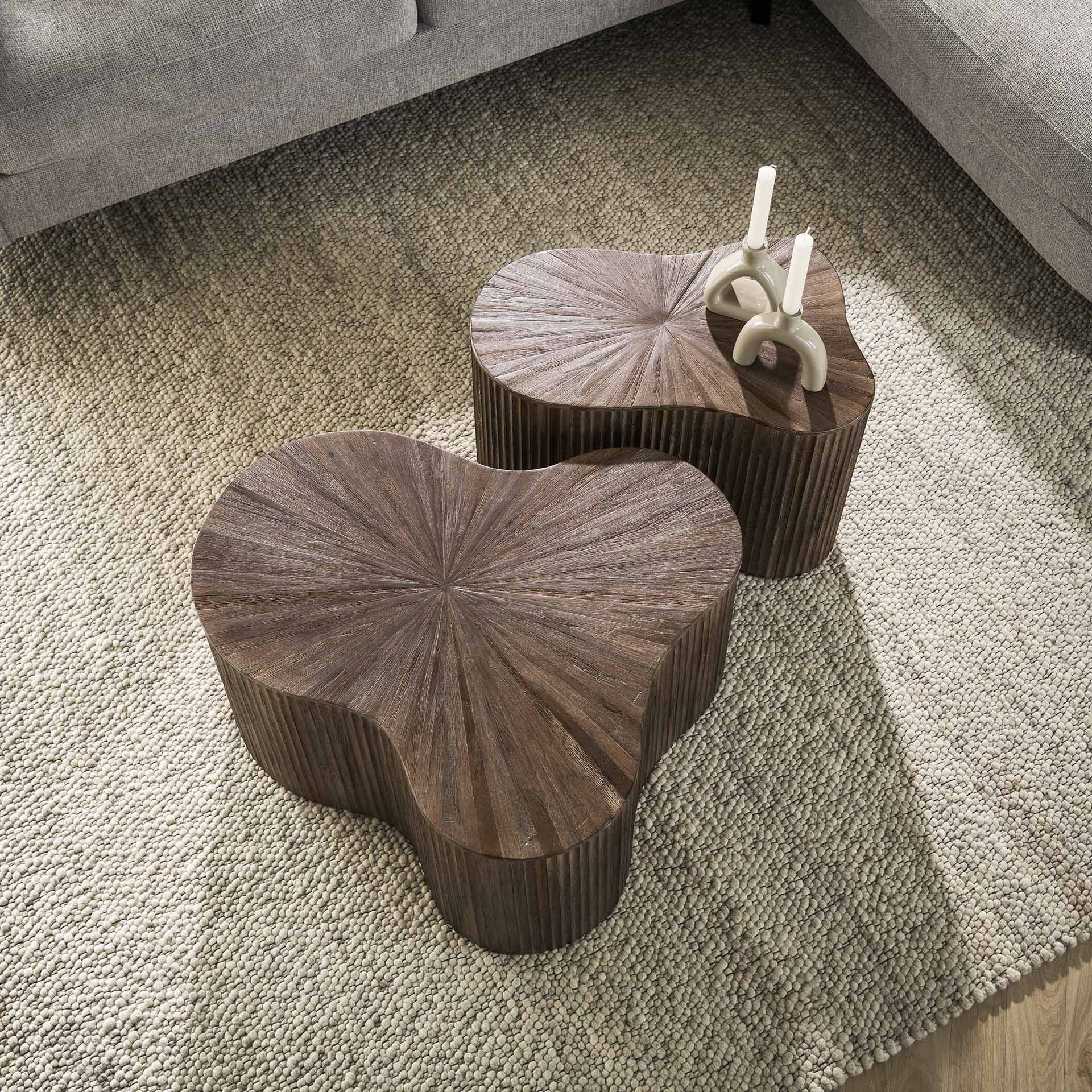 LifestyleFurn Organische Salontafel 'Sadaf' Teakhout, Set van 2 stuks