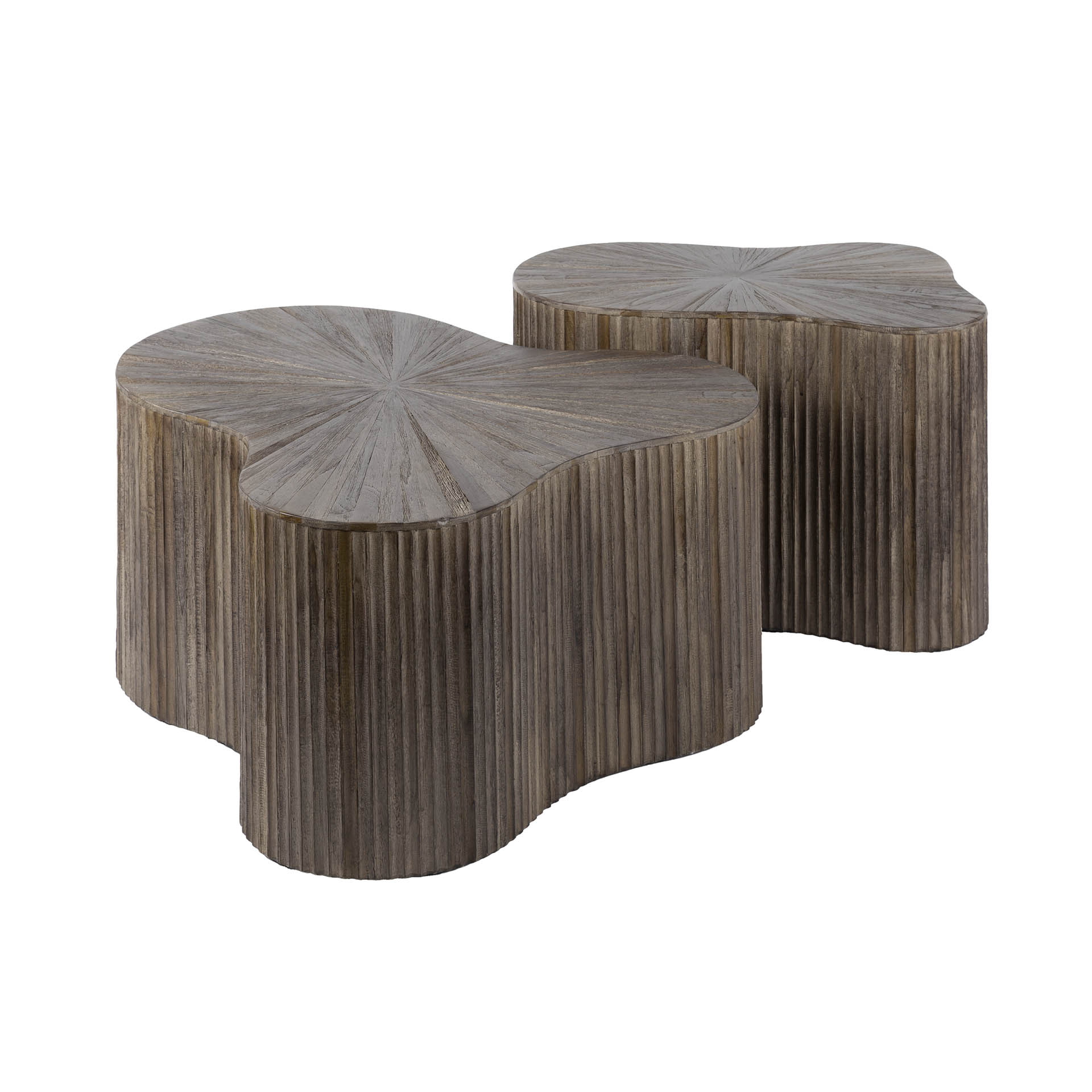 LifestyleFurn Organische Salontafel 'Sadaf' Teakhout, Set van 2 stuks