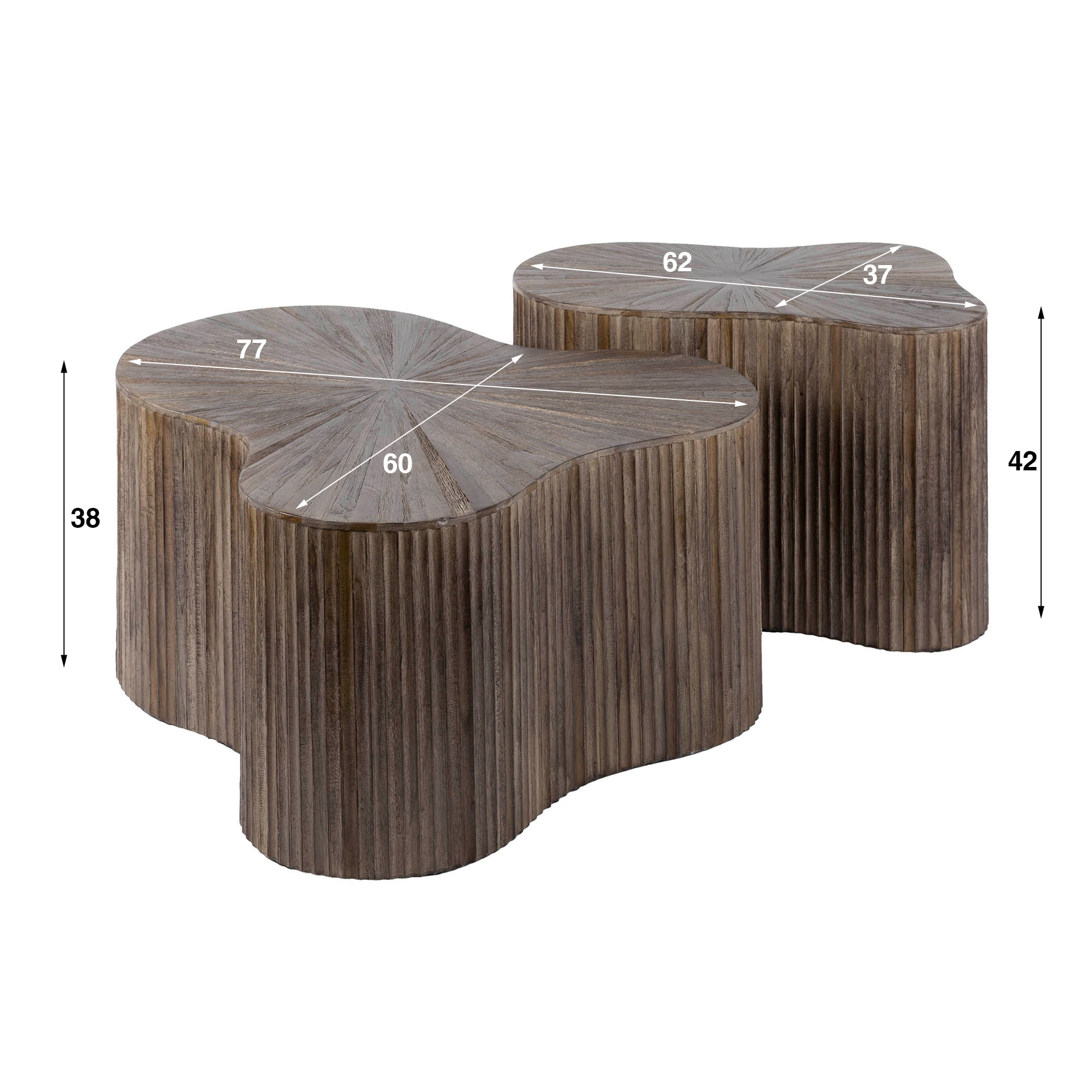 LifestyleFurn Organische Salontafel 'Sadaf' Teakhout, Set van 2 stuks