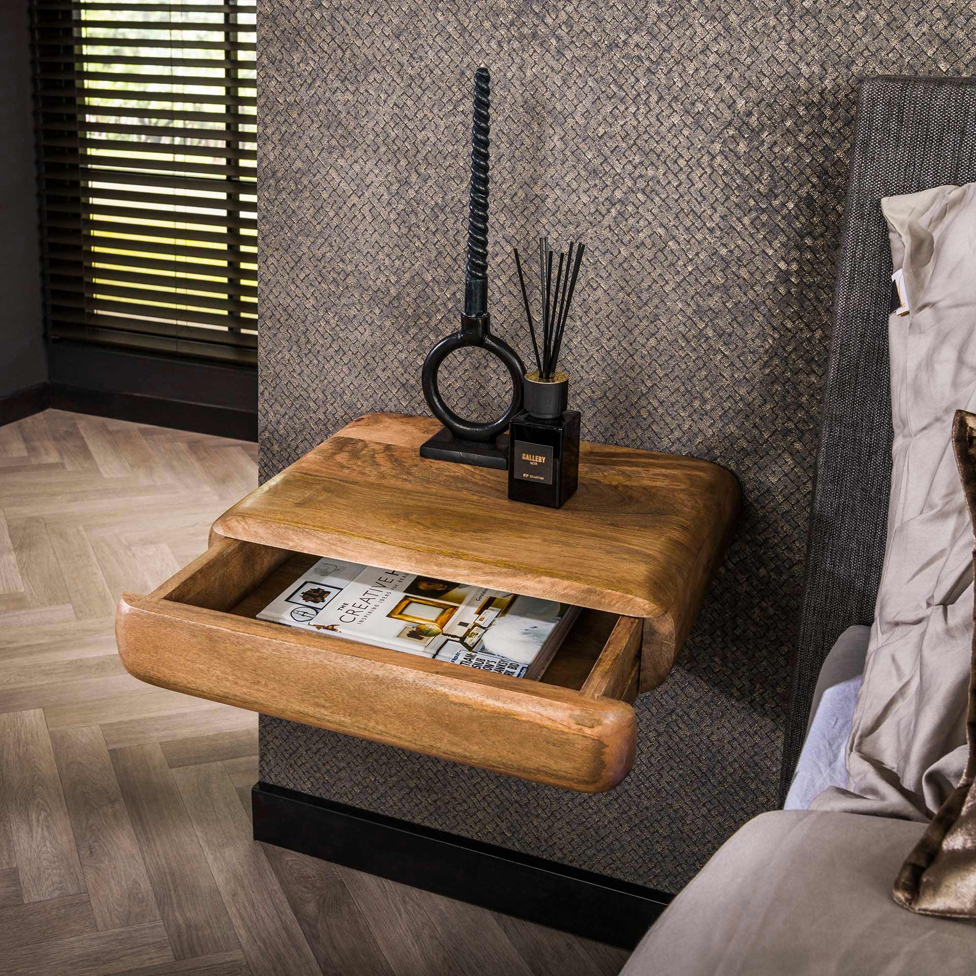 LifestyleFurn Zwevend Nachtkastje 'Dyron' Mangohout