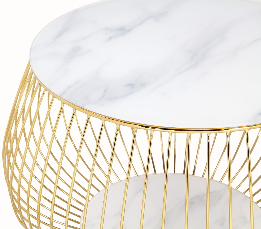 Artistiq Salontafel 'Esra' Marmerlook, 72cm, kleur Goud