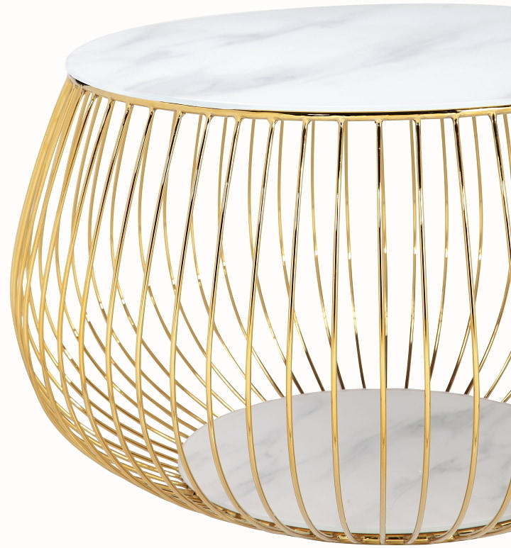 Artistiq Salontafel 'Esra' Marmerlook, 72cm, kleur Goud
