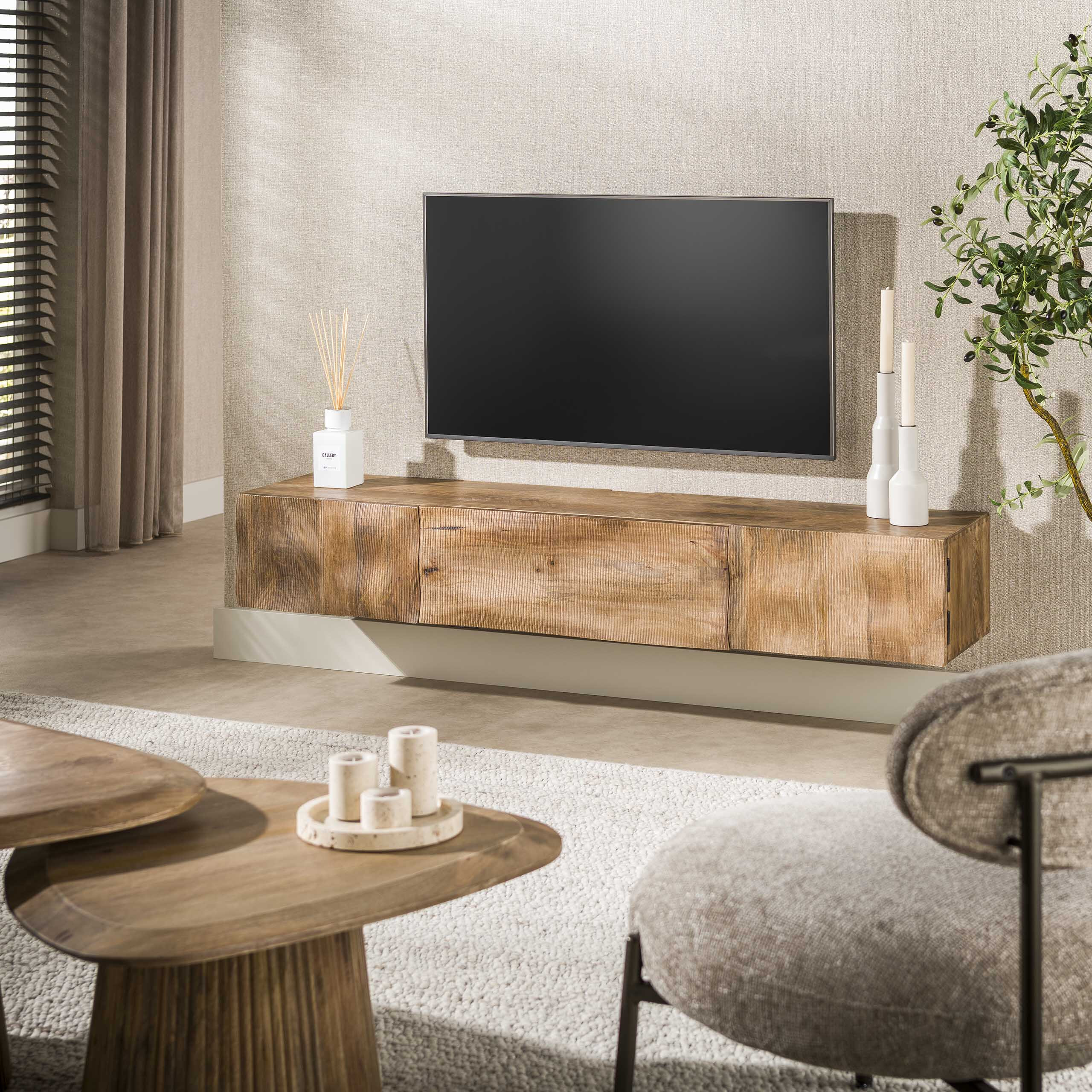 LifestyleFurn Zwevend TV-meubel 'Cherity' Mangohout, 160cm