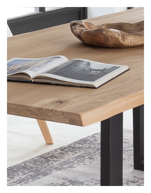 Artistiq Boomstam Eettafel 'Serjio' Eikenhout, 120 x 80cm, kleur Naturel/Zwart