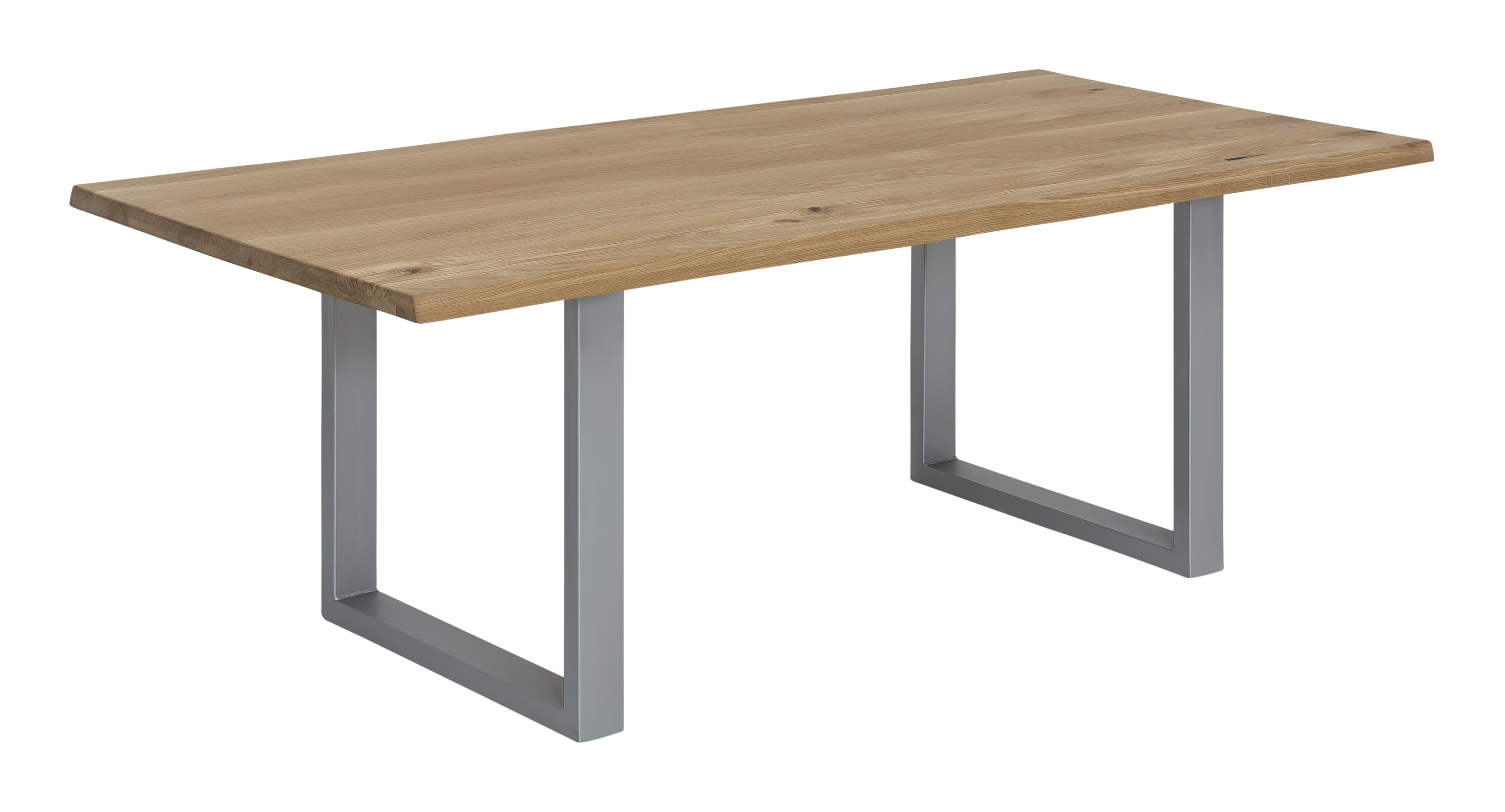 Artistiq Boomstam Eettafel 'Serjio' Eikenhout, 120 x 80cm, kleur Naturel/Zilver