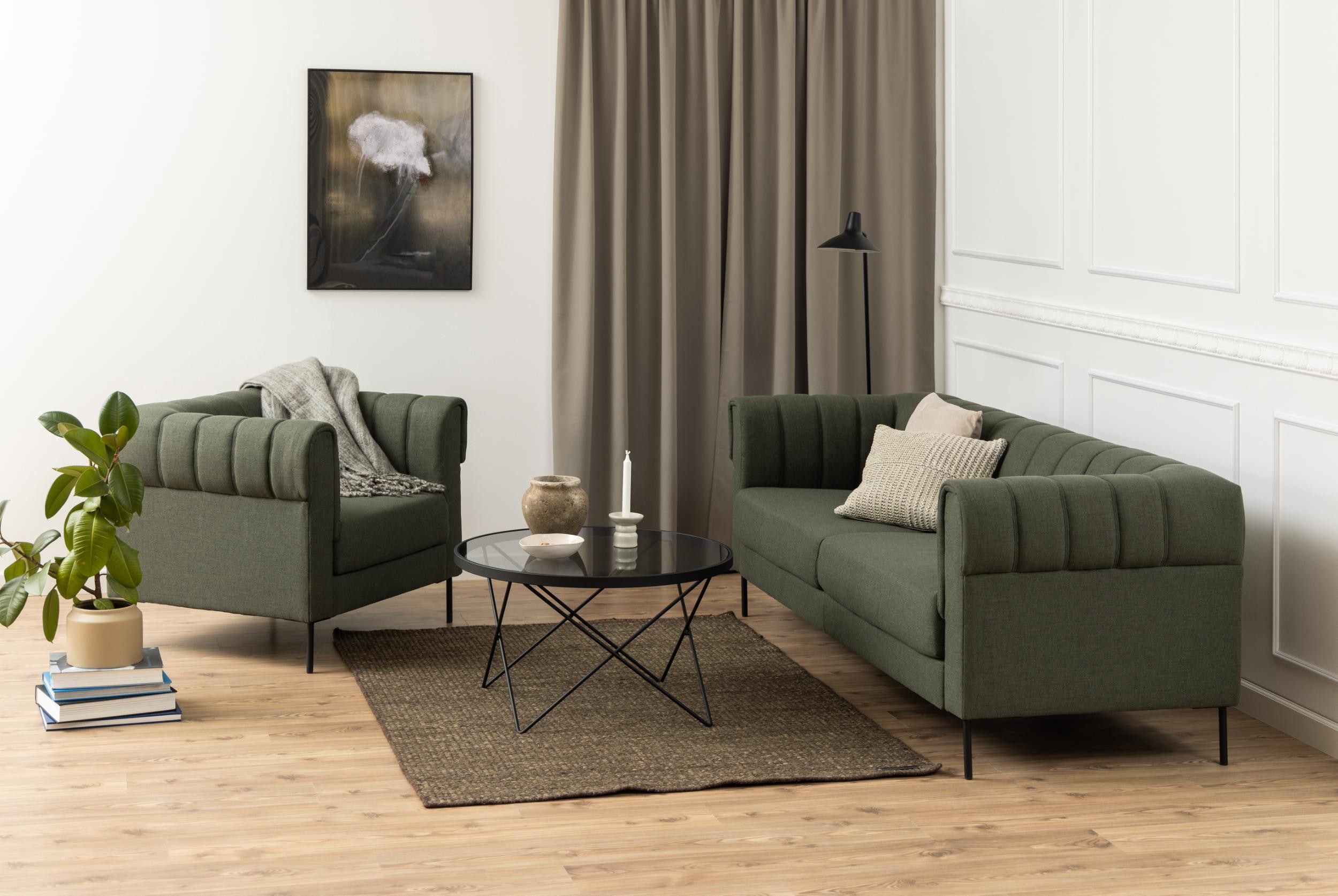 Bendt Ronde Salontafel 'Kira' Glas 80cm, kleur zwart