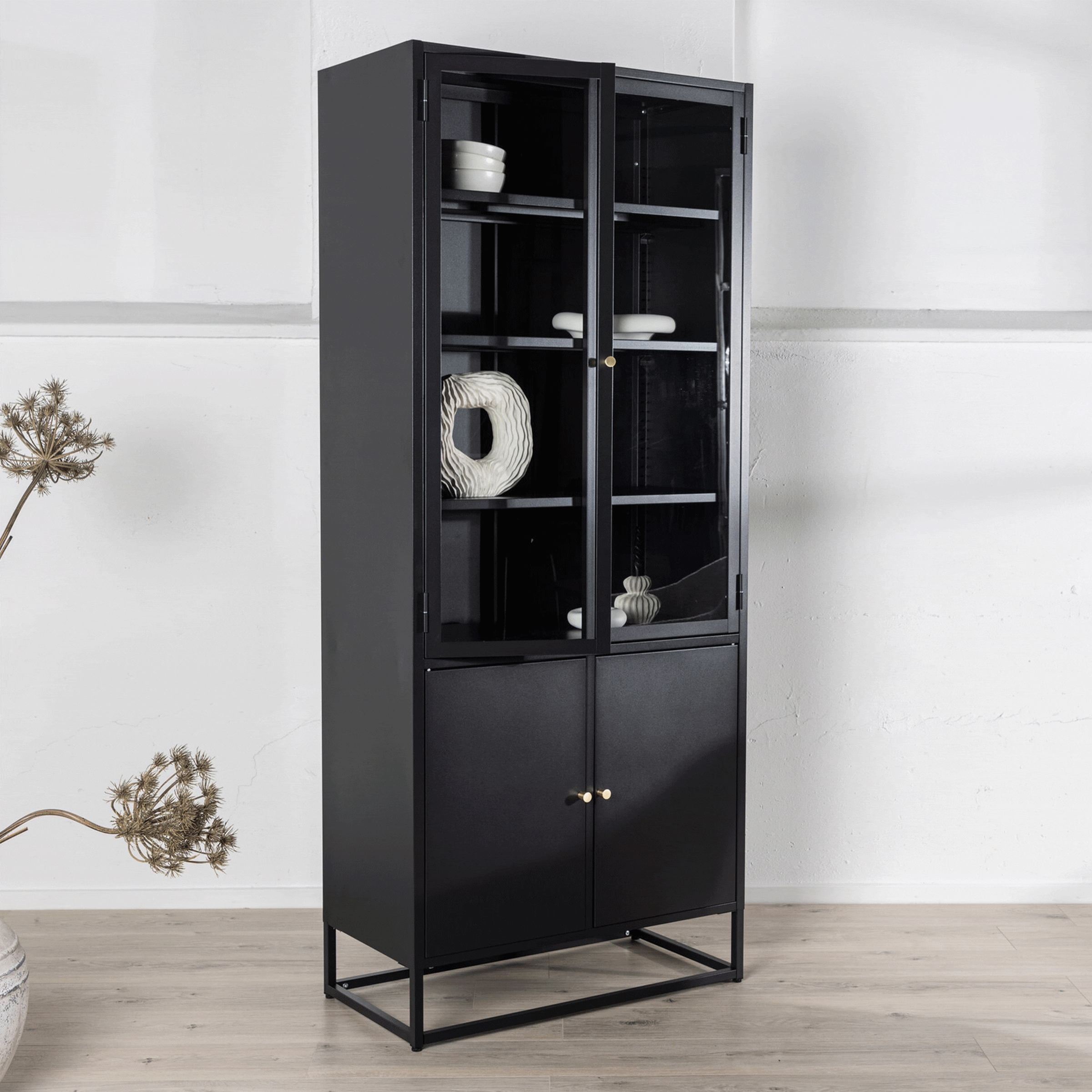 Nohr Vitrinekast Shaune 190 x 80cm - Zwart