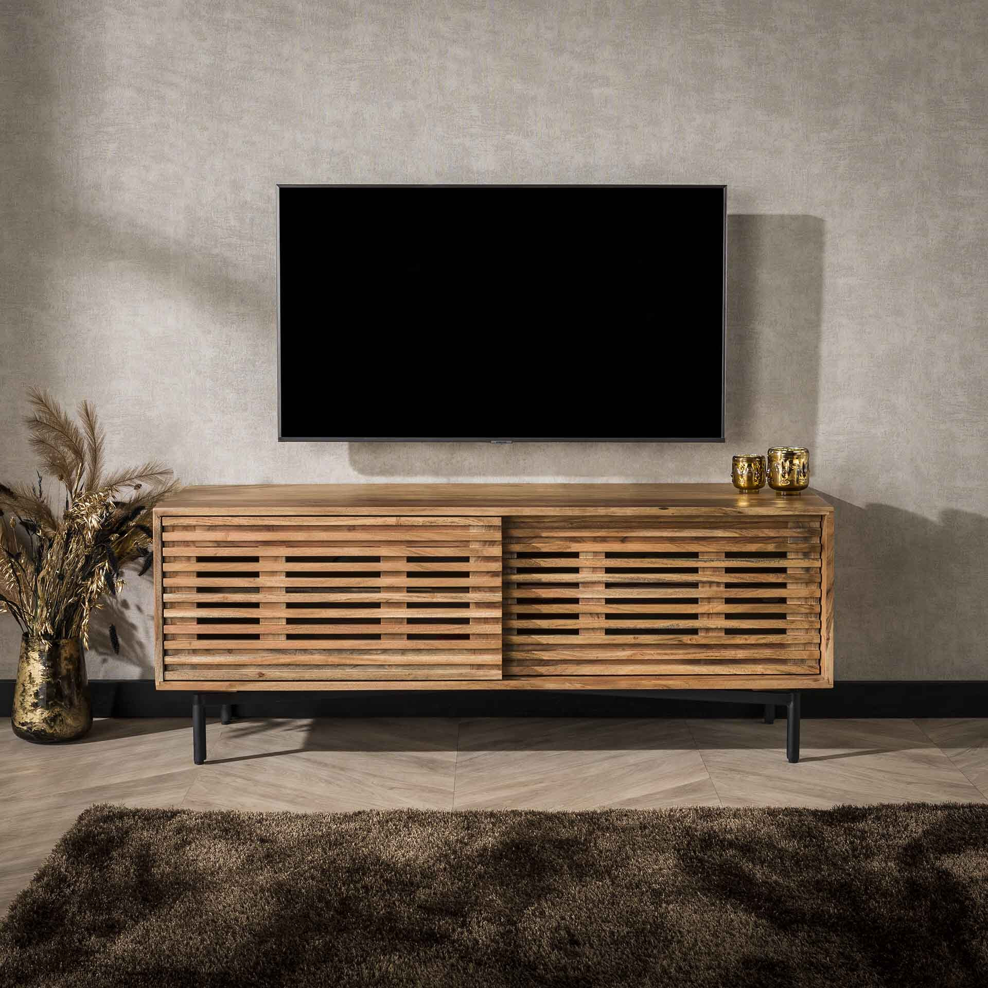 LifestyleFurn TV-meubel Sharolyn Massief Acaciahout, 135cm - Massief acacia naturel