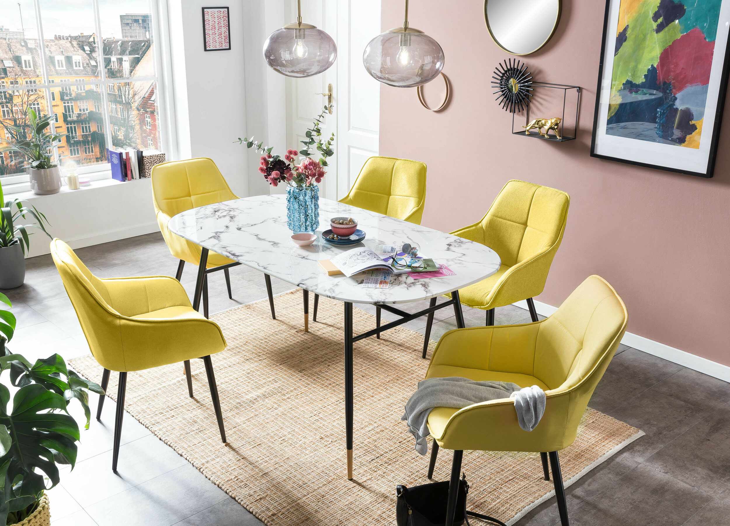 Artistiq Ovale Eettafel 'Nicky' 140 x 90cm, Marmerlook
