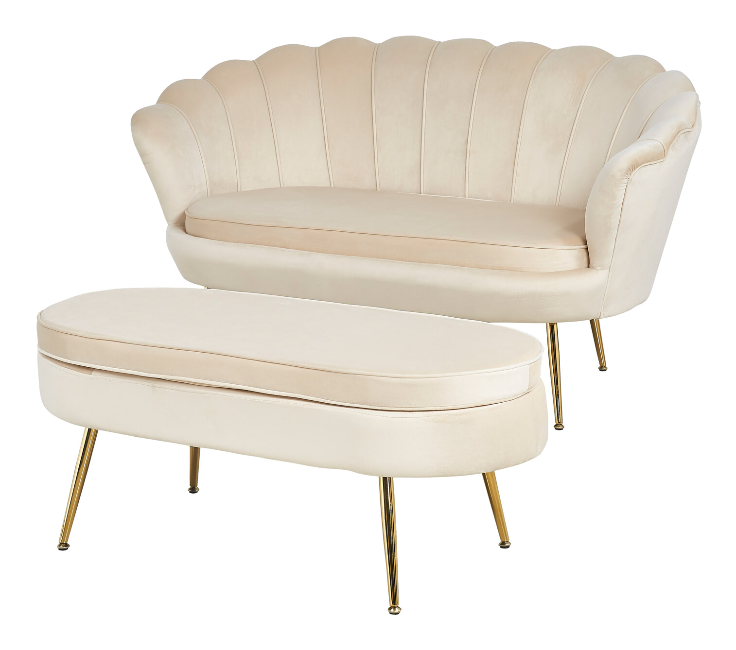 Artistiq Hocker 'Loulou' Velvet, kleur Beige