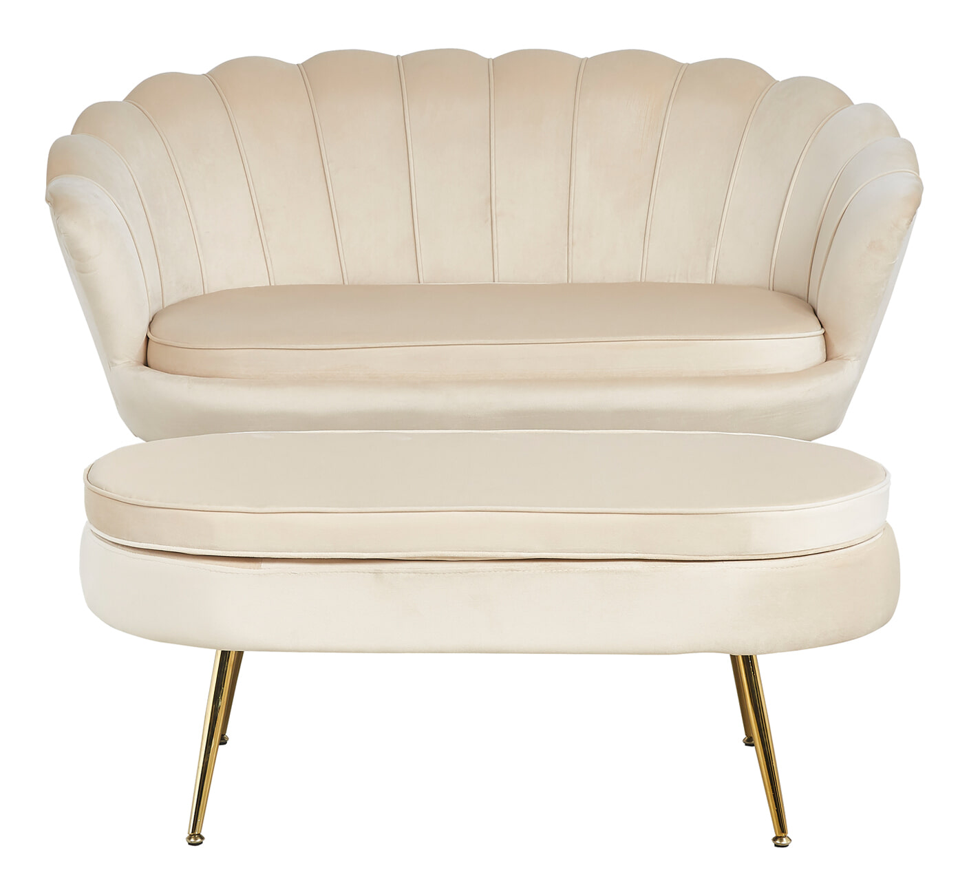 Artistiq Hocker 'Loulou' Velvet, kleur Beige