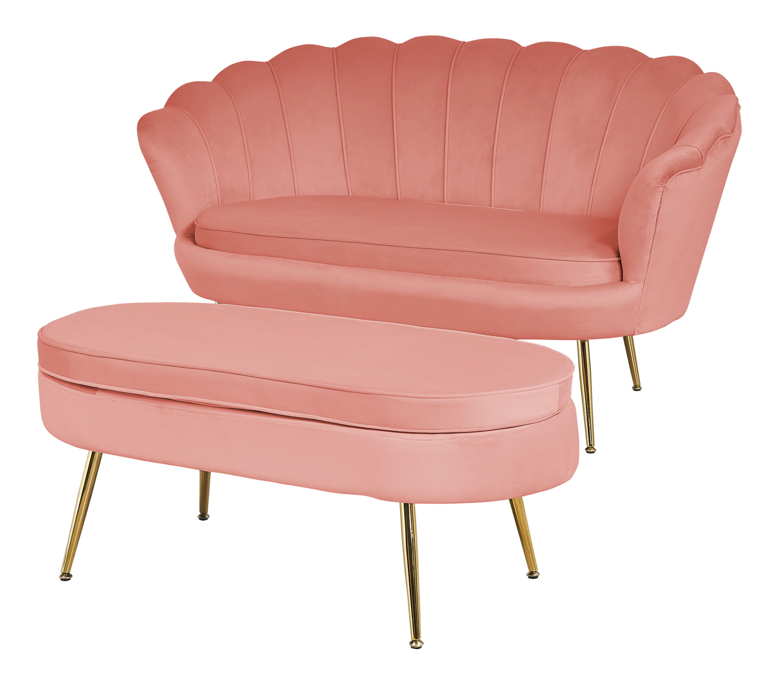 Artistiq Hocker 'Loulou' Velvet, kleur Roze