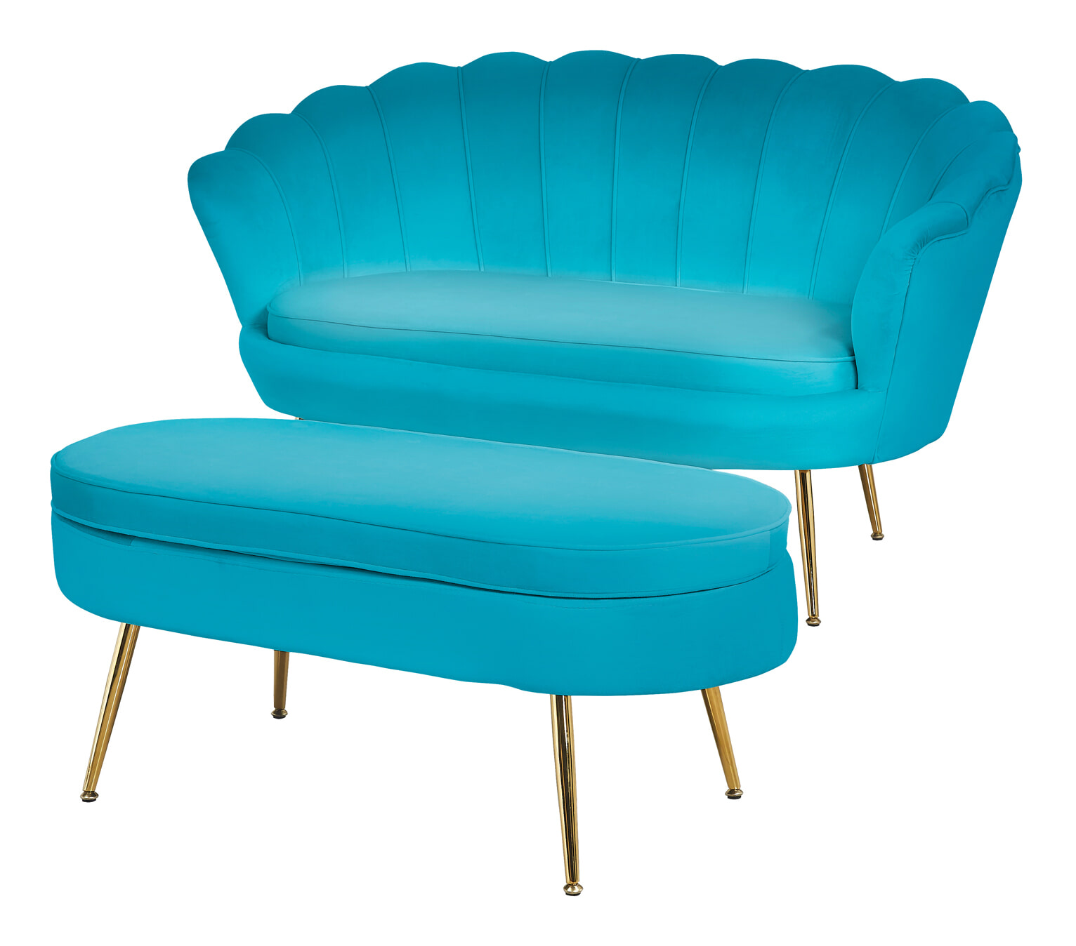 Artistiq Hocker 'Loulou' Velvet, kleur Blauw