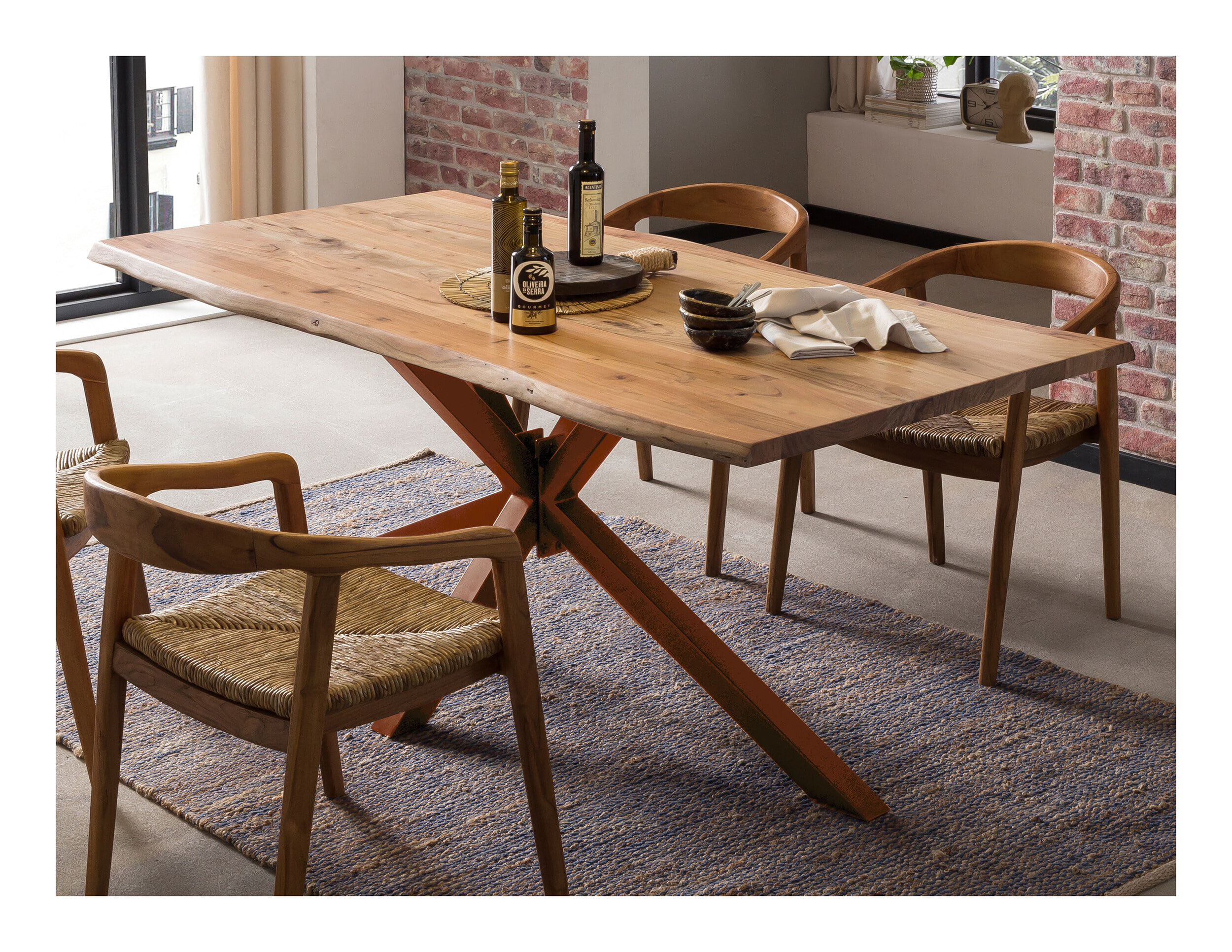 Artistiq Boomstam Eettafel 'Raynaldo' Acaciahout, 180 x 90cm, kleur Bruin