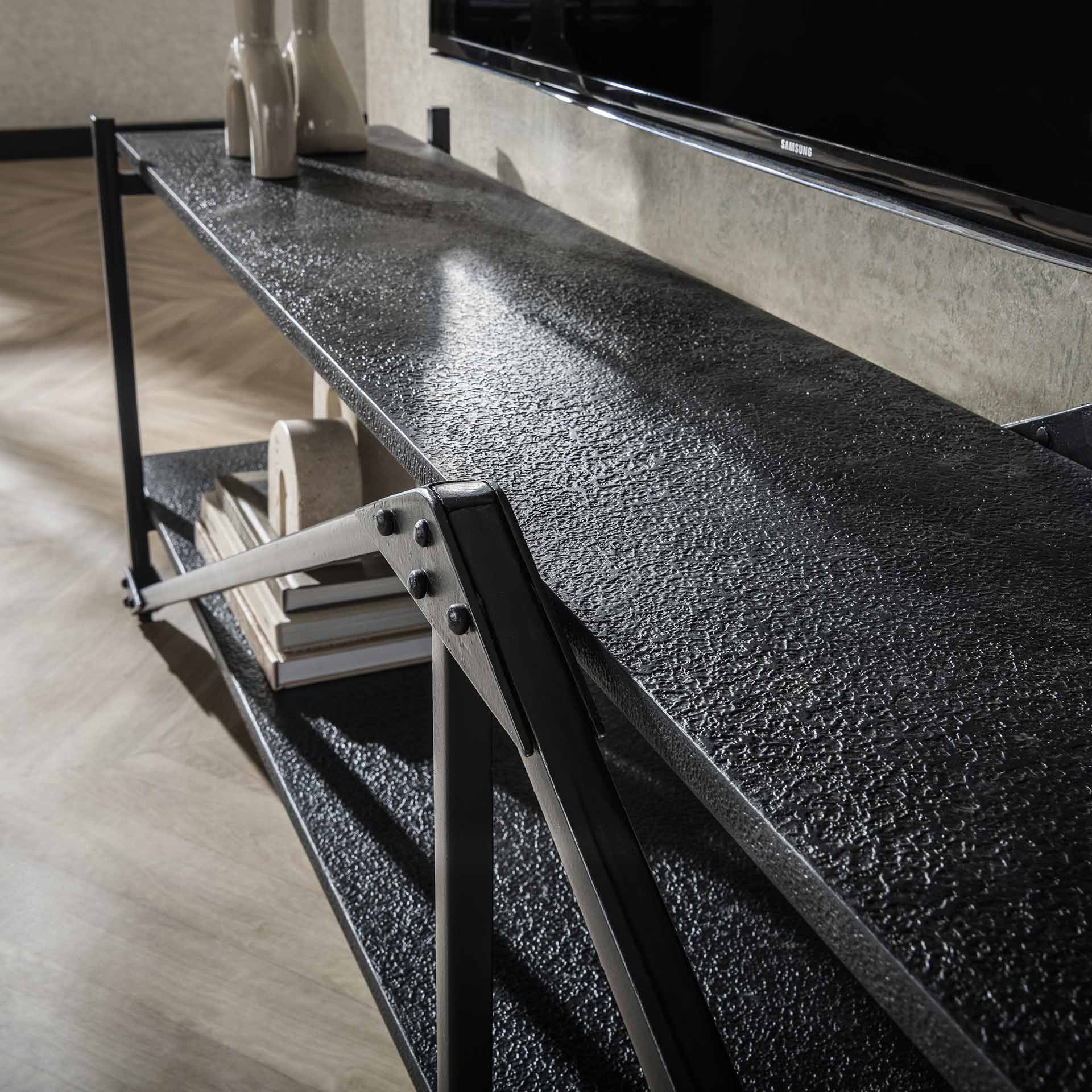 LifestyleFurn TV-meubel 'Jerrod' Liquid metal, 220cm