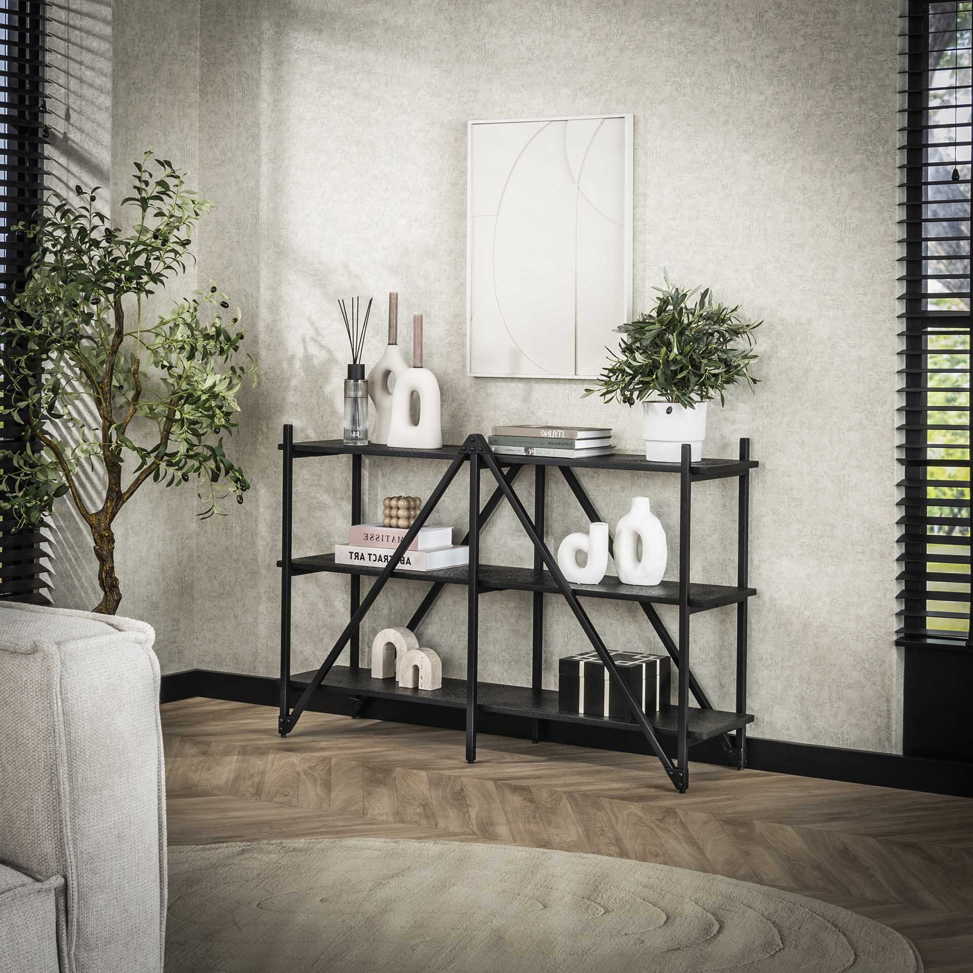 LifestyleFurn Wandrek/Sidetable 'Jerrod' Liquid metal, 85 x 130cm