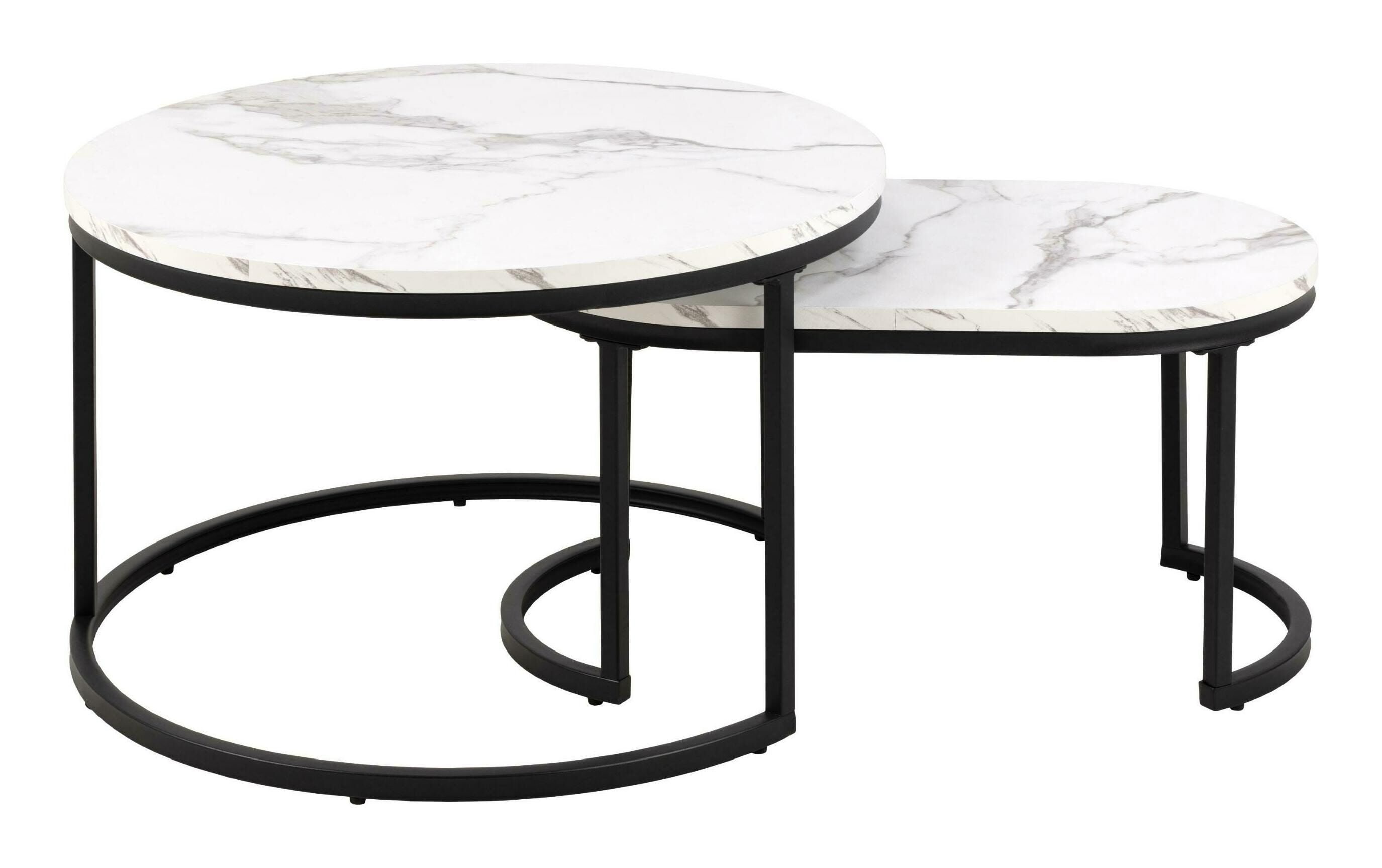 Bendt Salontafel 'Flemming' Set van 2 stuks, Marmerlook, kleur Wit