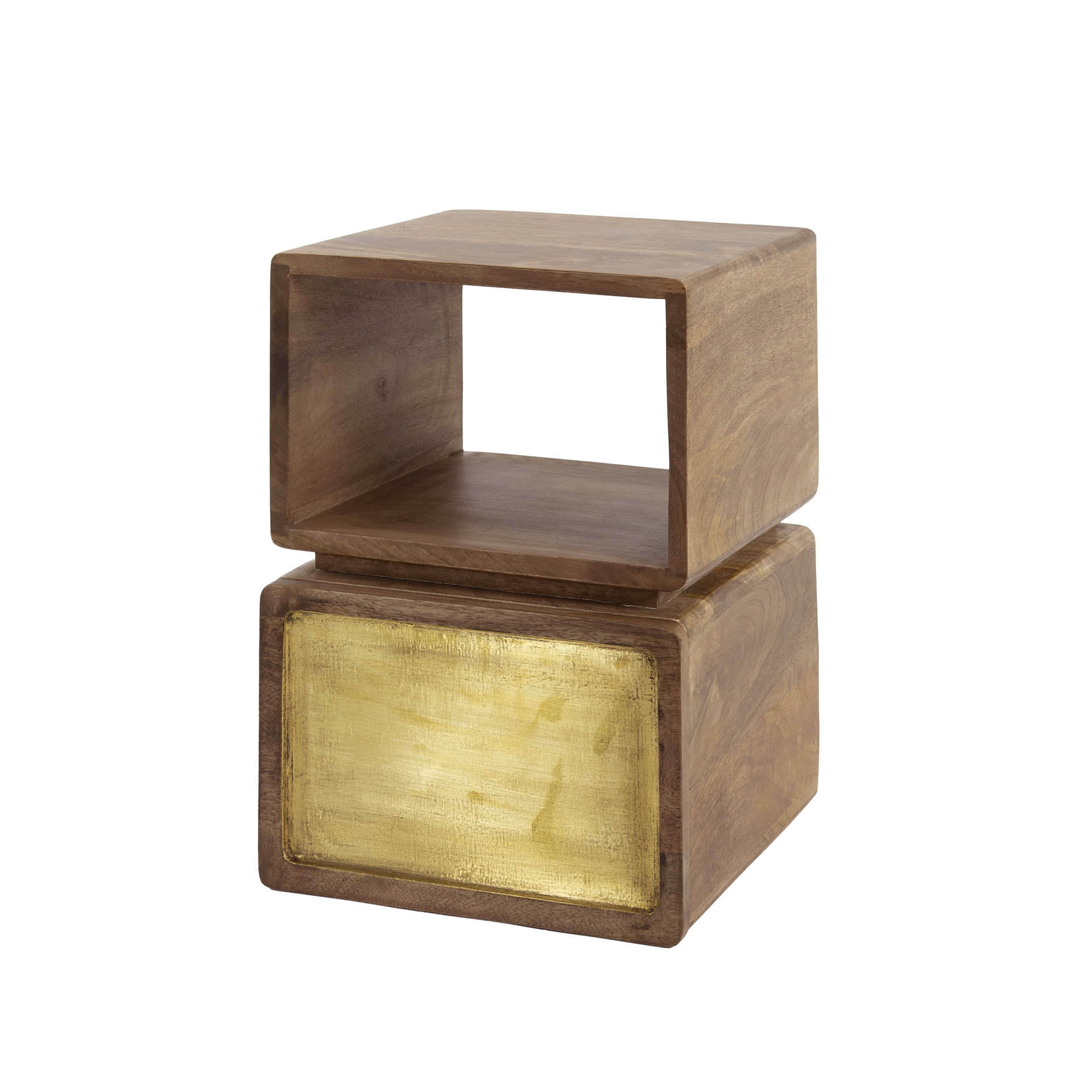LifestyleFurn Zwevend Nachtkastje 'Renée' Mangohout en brass, 42 x 30cm