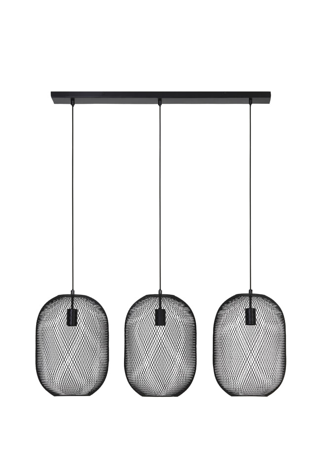 Light & Living Hanglamp Reilley 3-Lamps - Mat Zwart